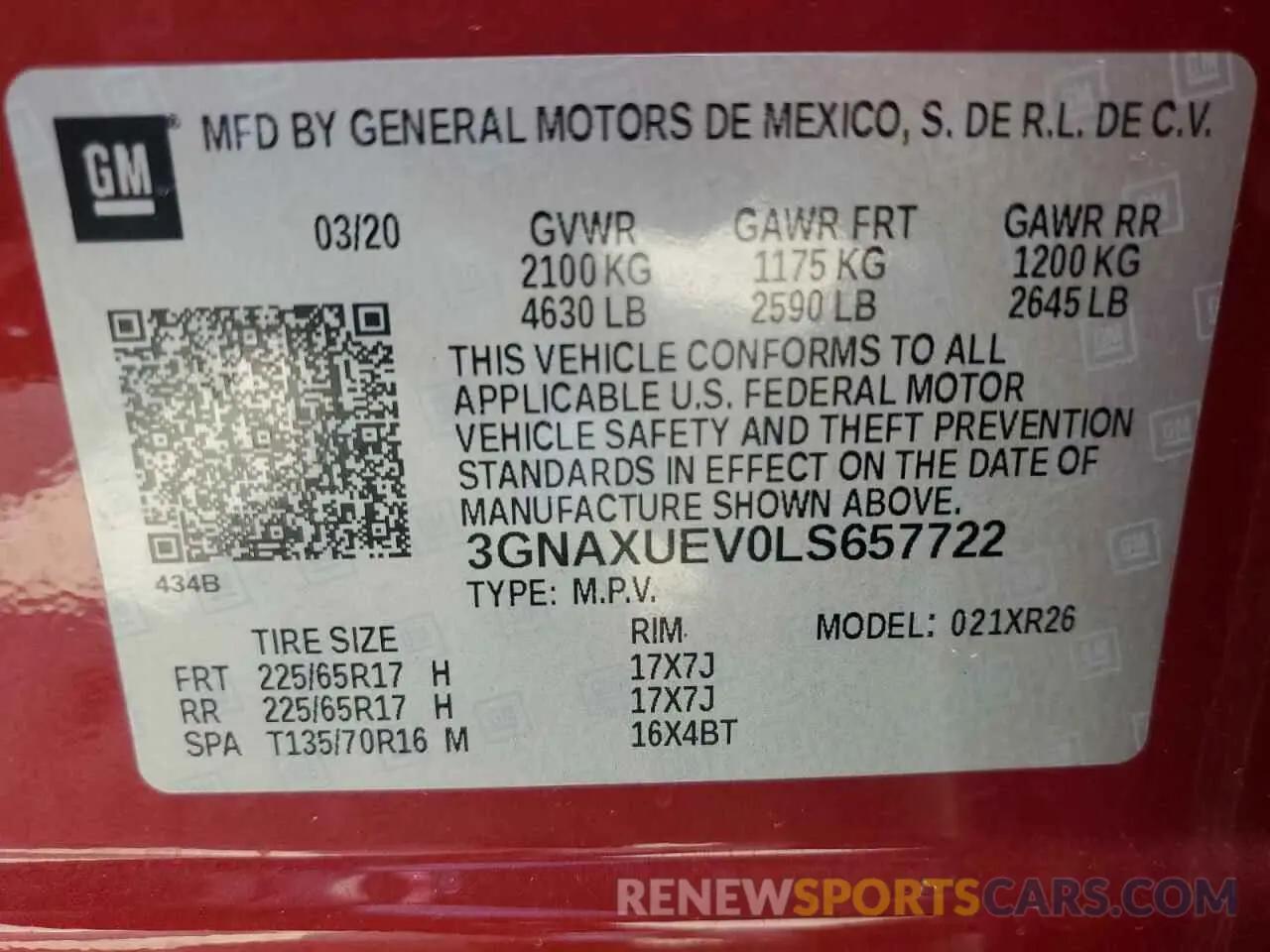 13 Photograph of a damaged car 3GNAXUEV0LS657722 CHEVROLET EQUINOX 2020
