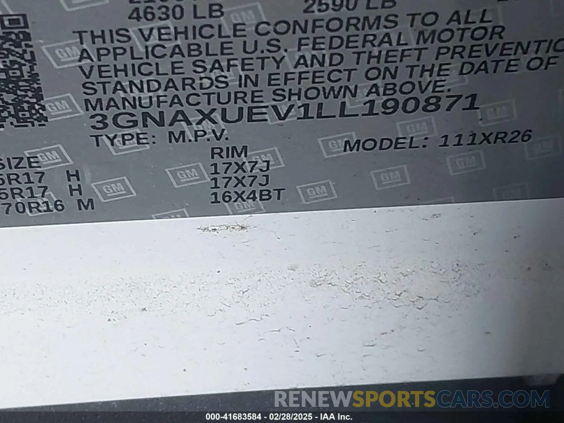 9 Photograph of a damaged car 3GNAXUEV1LL190871 CHEVROLET EQUINOX 2020