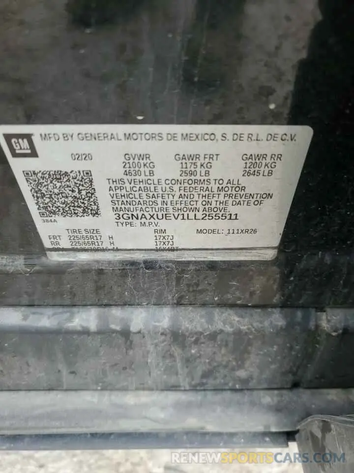 14 Photograph of a damaged car 3GNAXUEV1LL255511 CHEVROLET EQUINOX 2020