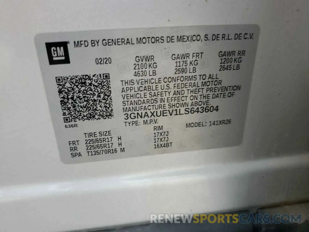 13 Photograph of a damaged car 3GNAXUEV1LS643604 CHEVROLET EQUINOX 2020