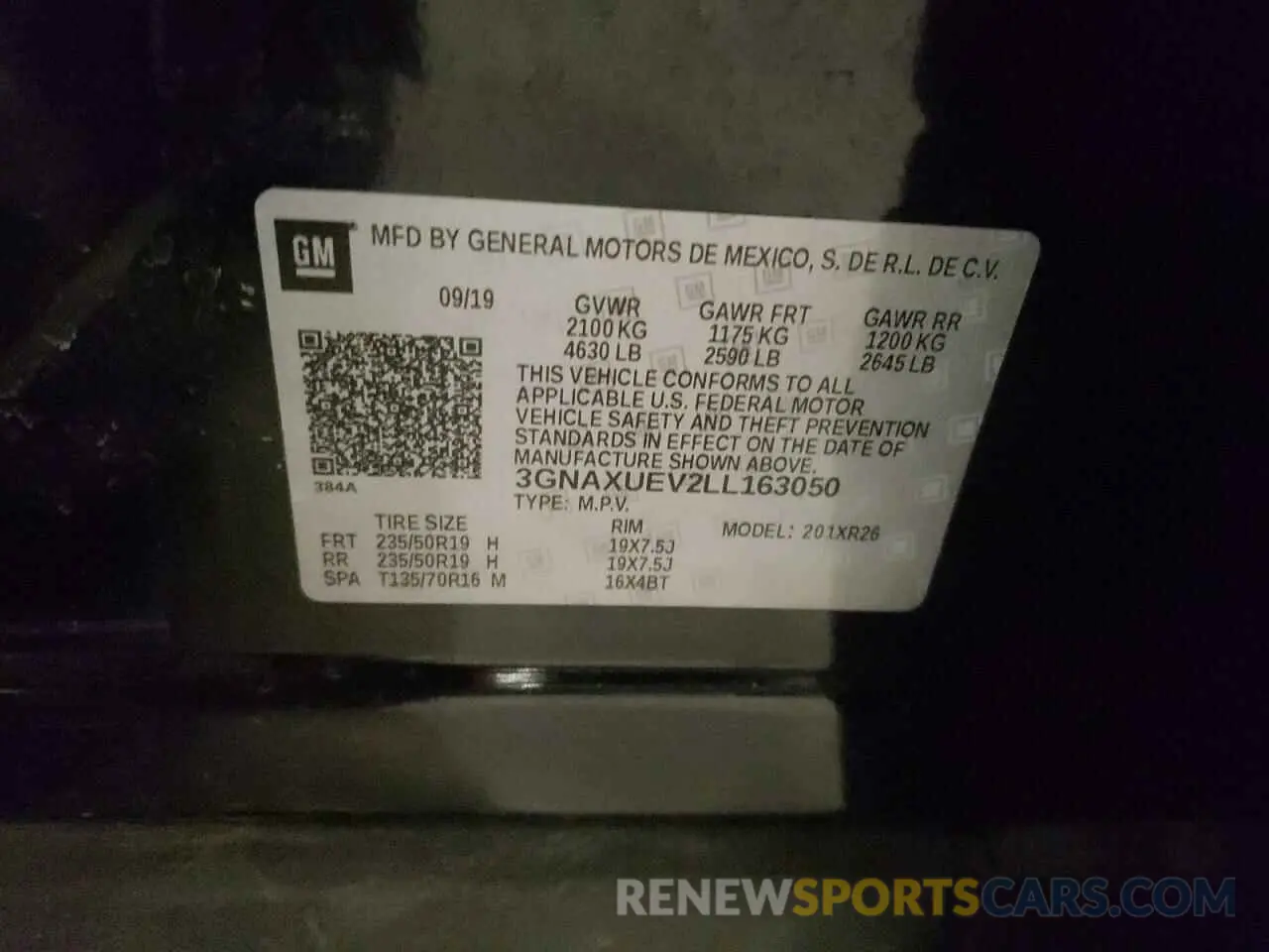 14 Photograph of a damaged car 3GNAXUEV2LL163050 CHEVROLET EQUINOX 2020