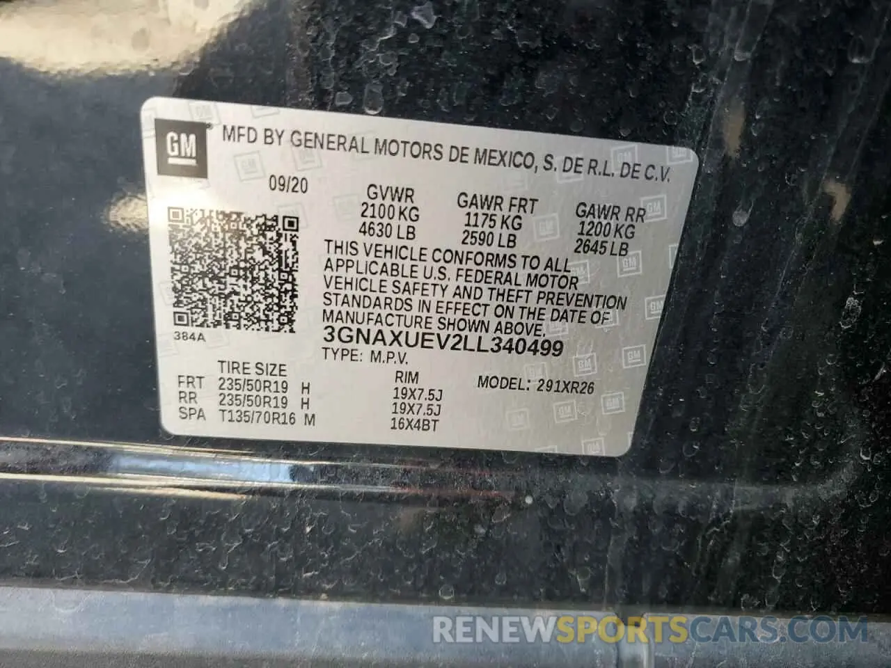 12 Photograph of a damaged car 3GNAXUEV2LL340499 CHEVROLET EQUINOX 2020