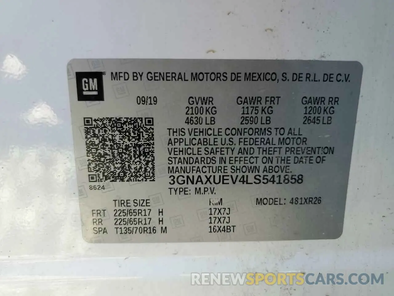 13 Photograph of a damaged car 3GNAXUEV4LS541858 CHEVROLET EQUINOX 2020