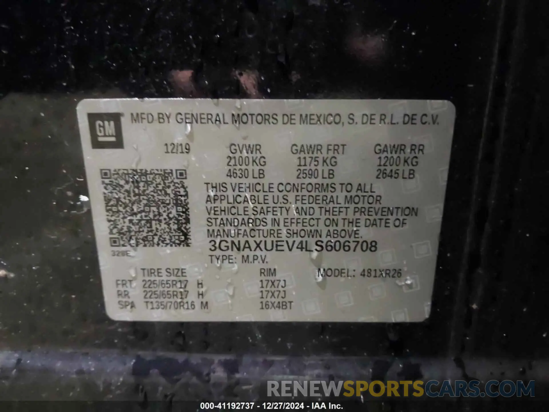 9 Photograph of a damaged car 3GNAXUEV4LS606708 CHEVROLET EQUINOX 2020