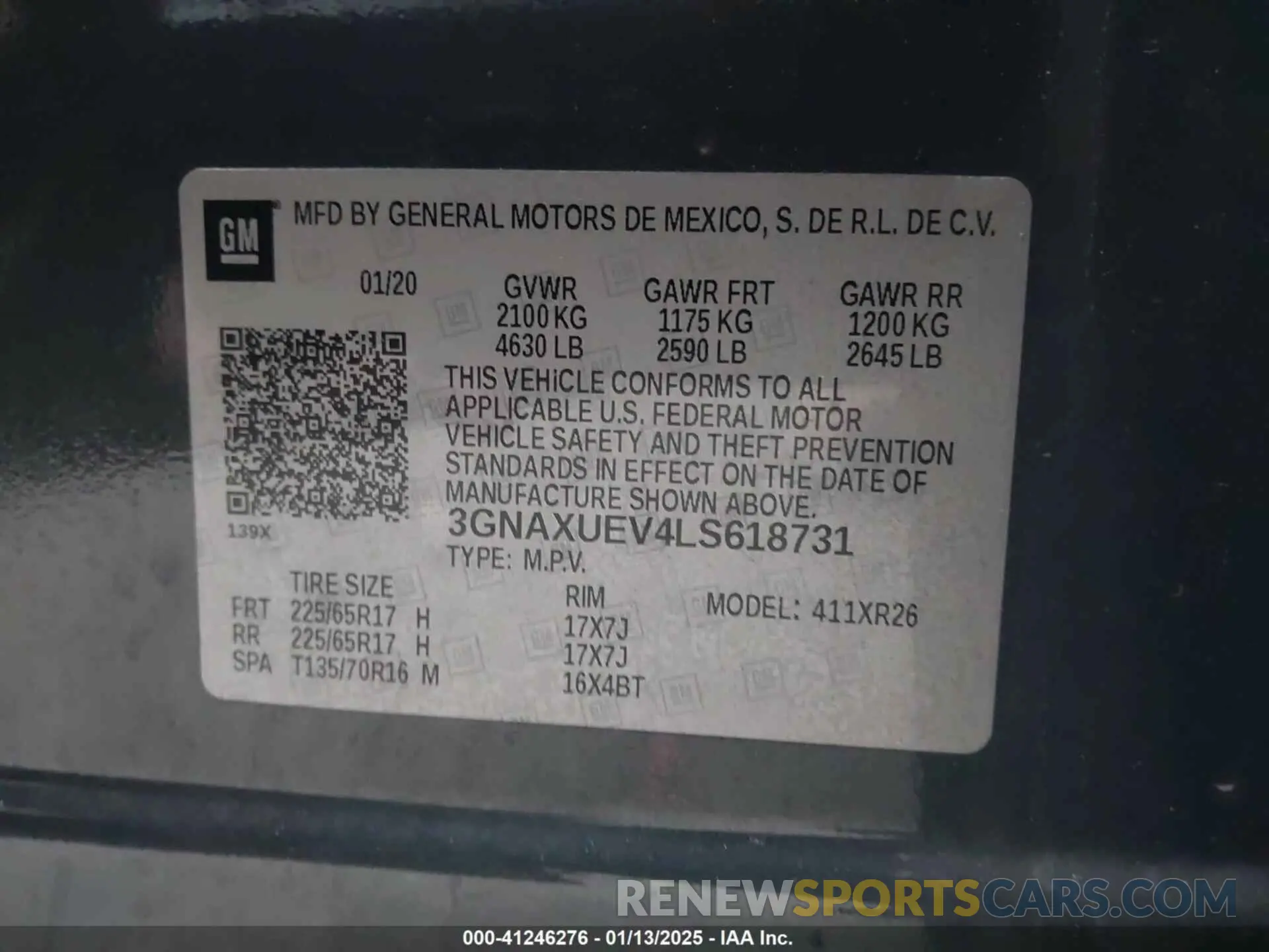 9 Photograph of a damaged car 3GNAXUEV4LS618731 CHEVROLET EQUINOX 2020