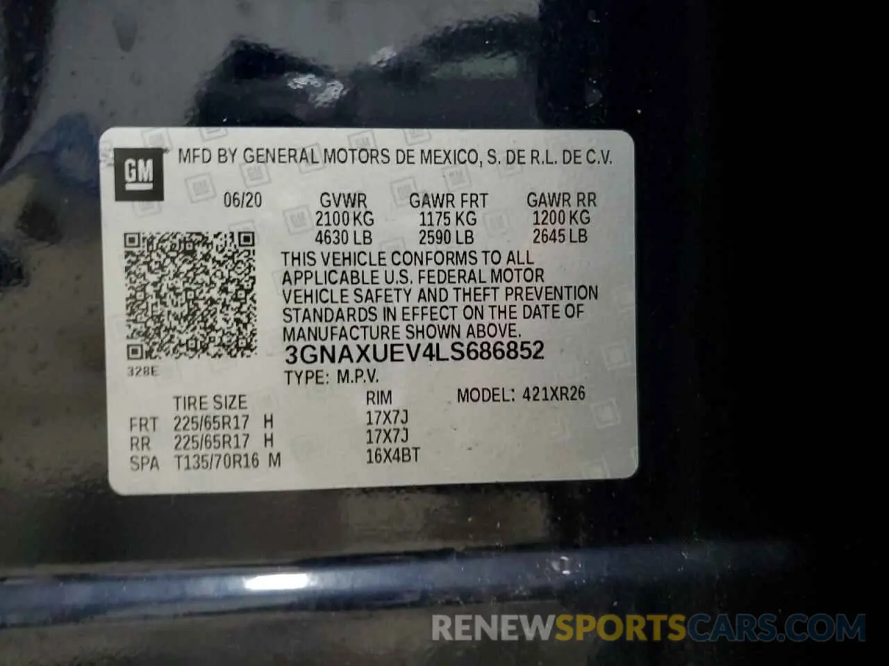 13 Photograph of a damaged car 3GNAXUEV4LS686852 CHEVROLET EQUINOX 2020
