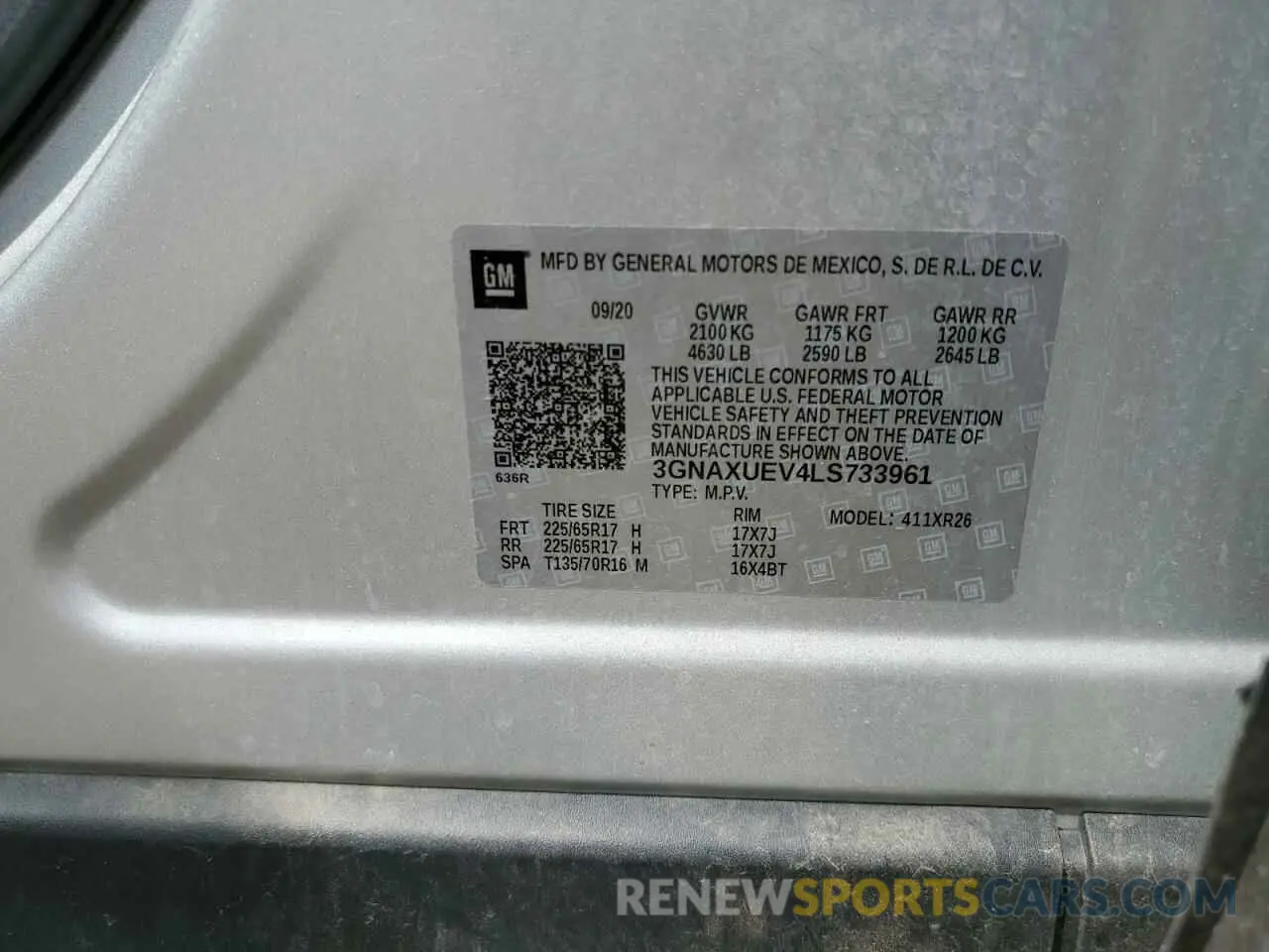 13 Photograph of a damaged car 3GNAXUEV4LS733961 CHEVROLET EQUINOX 2020
