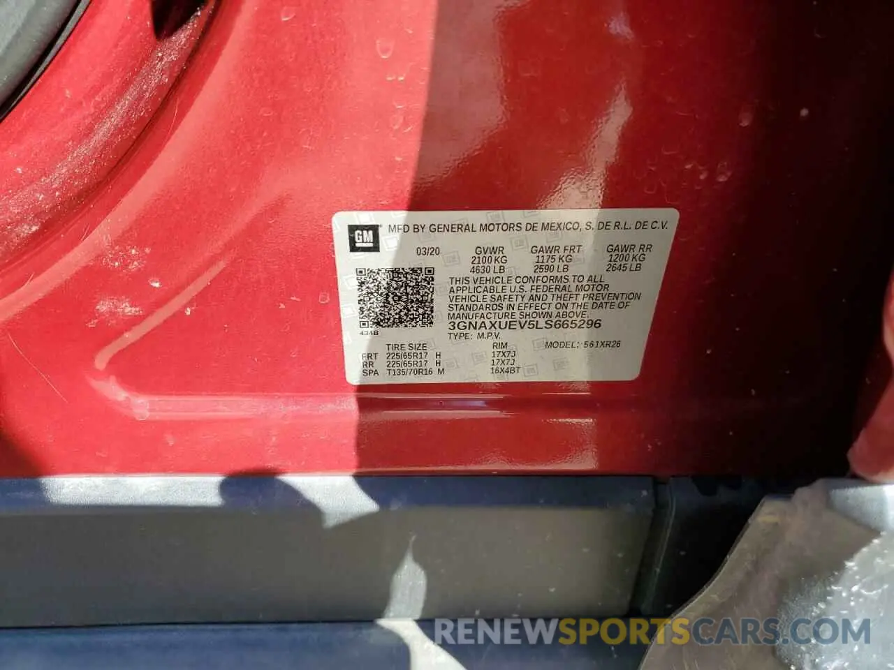 14 Photograph of a damaged car 3GNAXUEV5LS665296 CHEVROLET EQUINOX 2020