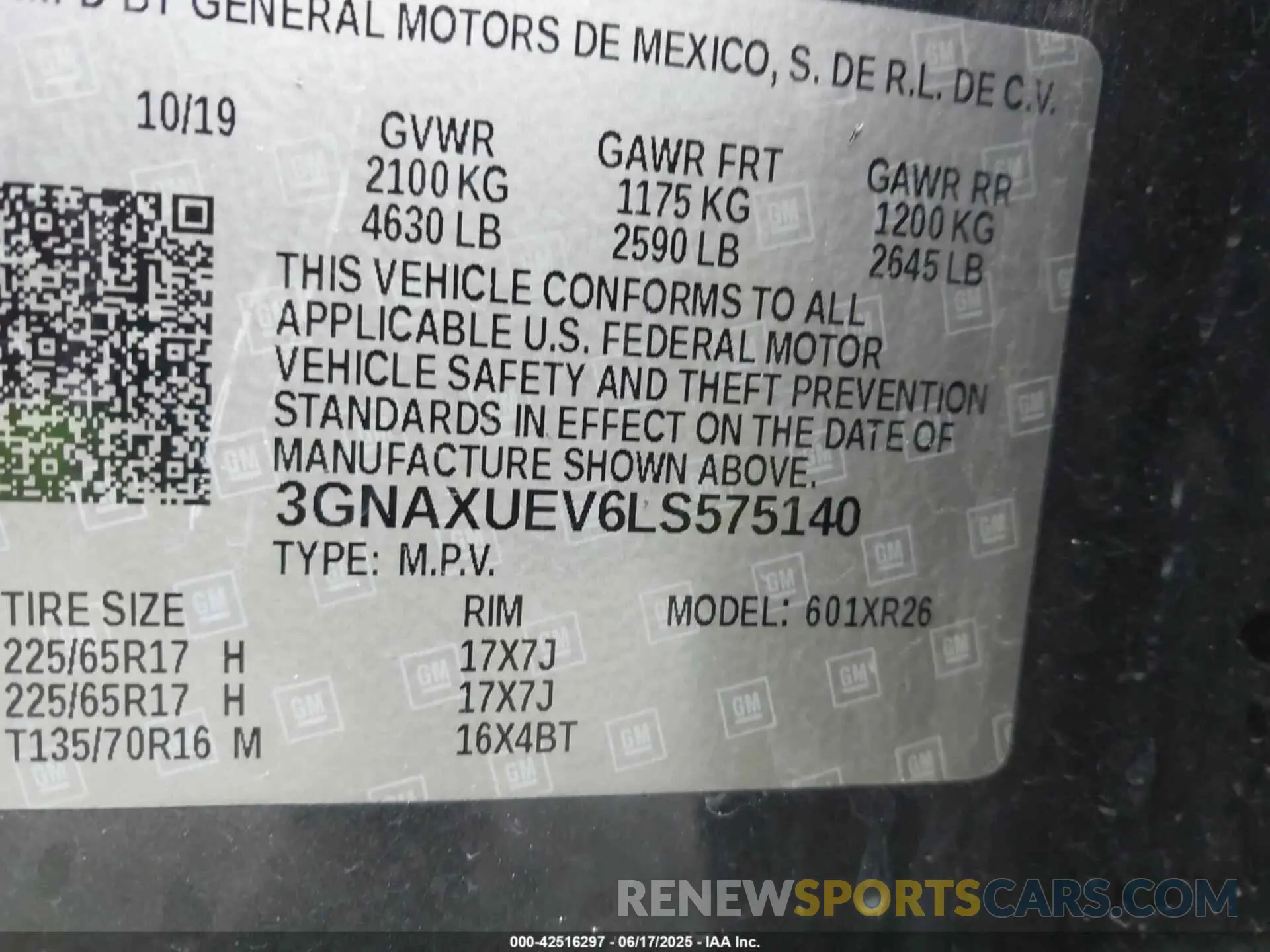 9 Photograph of a damaged car 3GNAXUEV6LS575140 CHEVROLET EQUINOX 2020