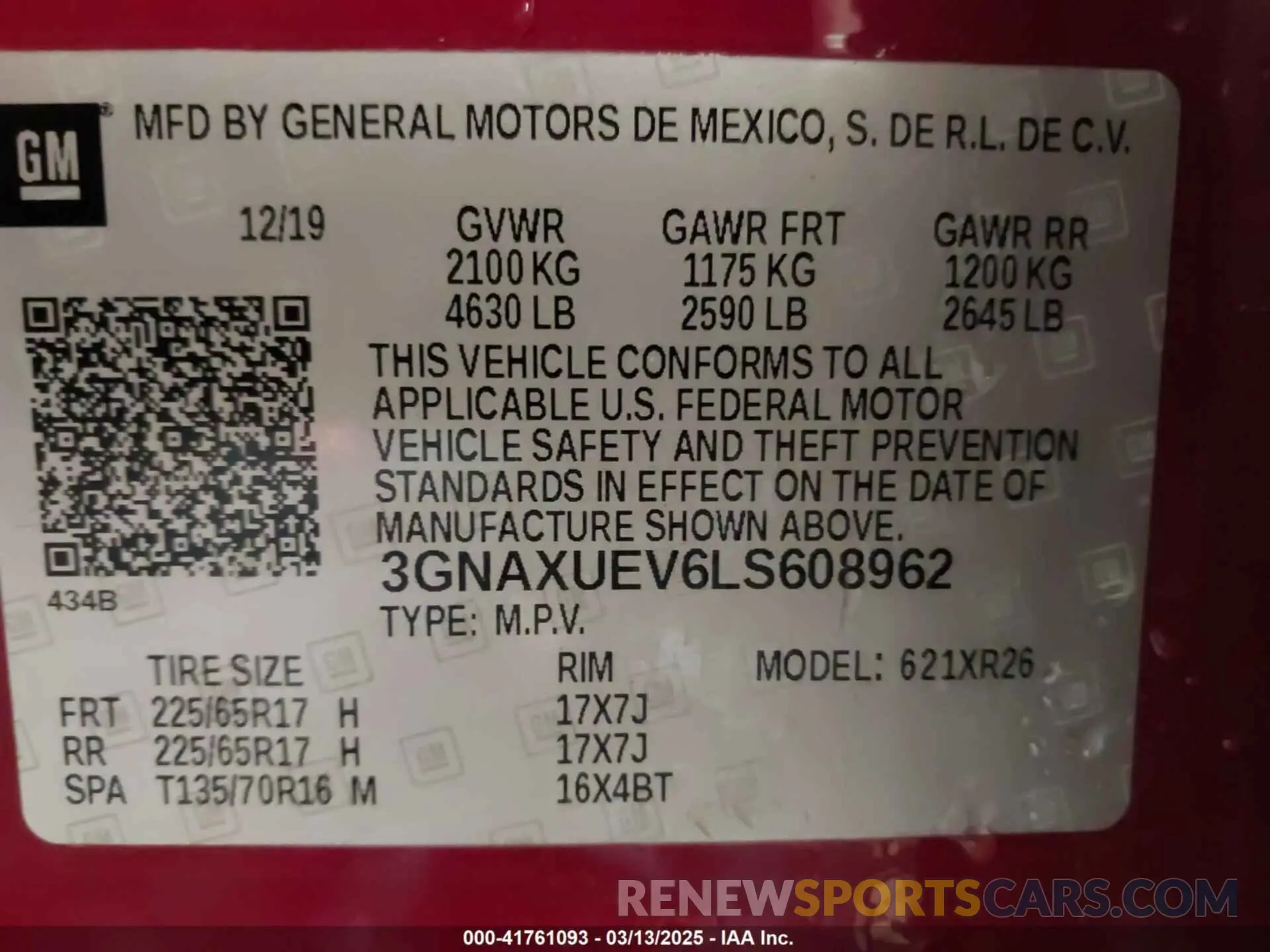 9 Photograph of a damaged car 3GNAXUEV6LS608962 CHEVROLET EQUINOX 2020