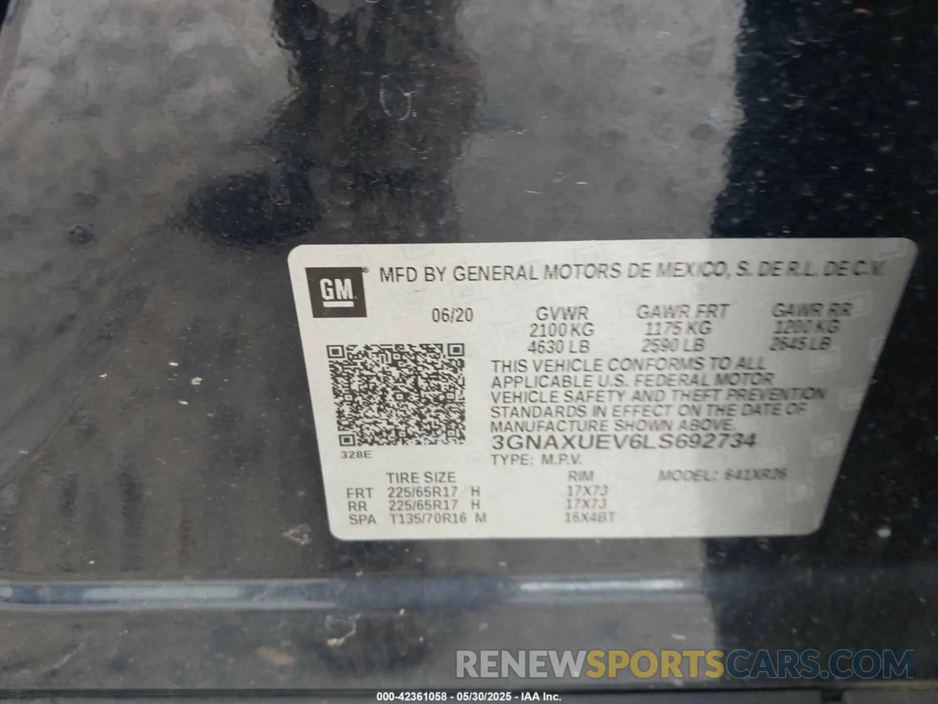 9 Photograph of a damaged car 3GNAXUEV6LS692734 CHEVROLET EQUINOX 2020