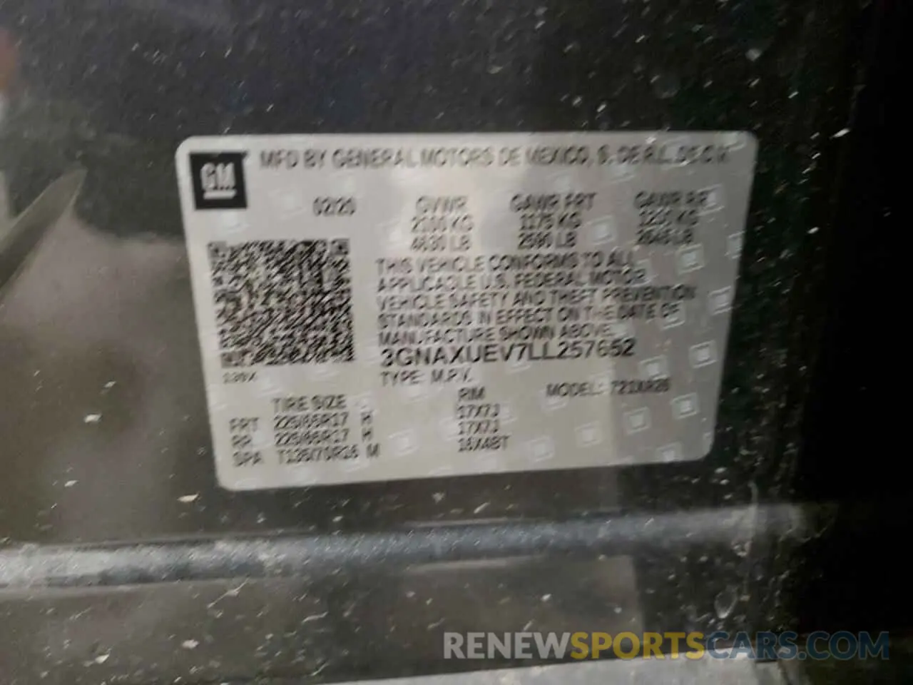 13 Photograph of a damaged car 3GNAXUEV7LL257652 CHEVROLET EQUINOX 2020