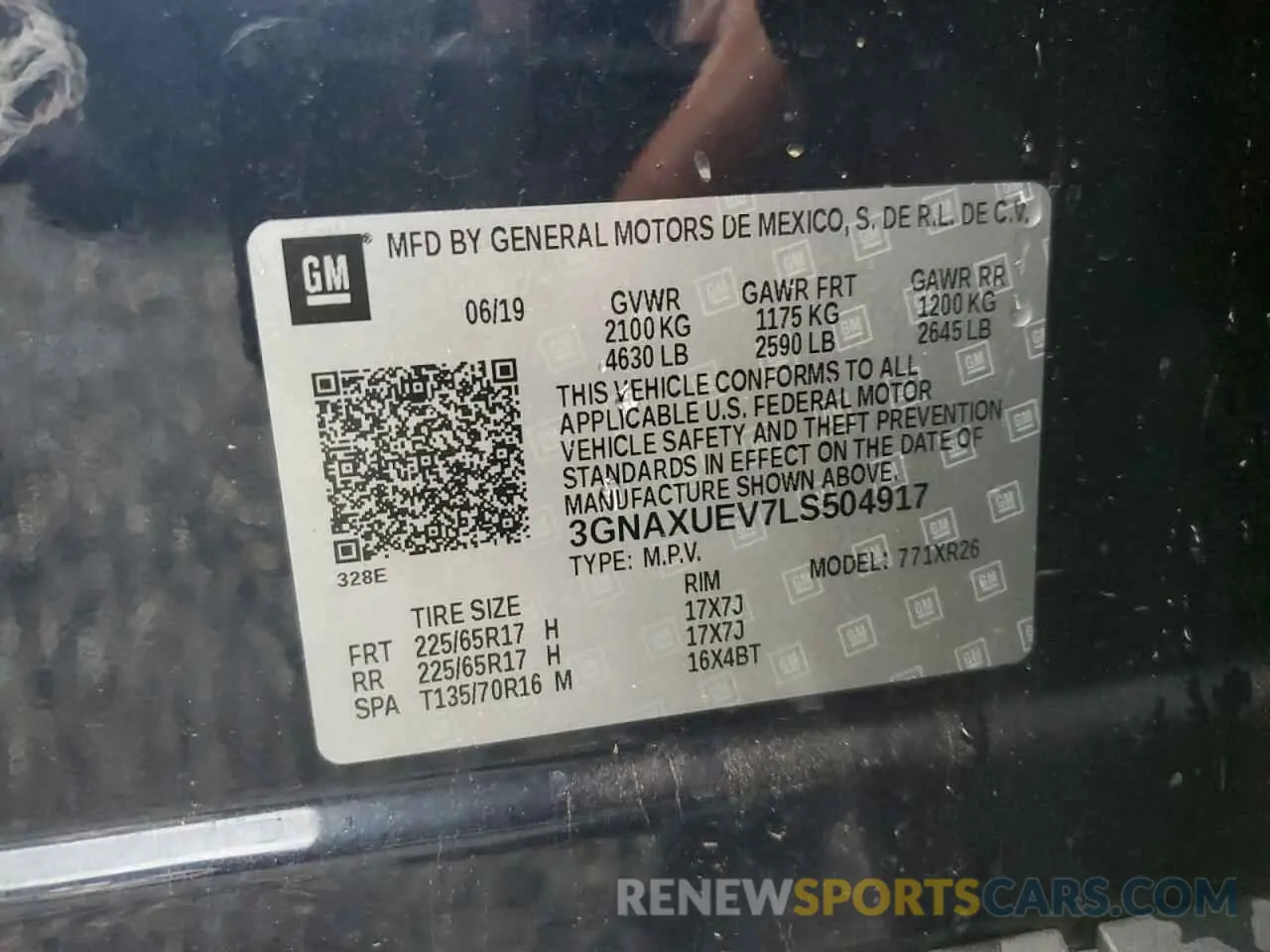13 Photograph of a damaged car 3GNAXUEV7LS504917 CHEVROLET EQUINOX 2020