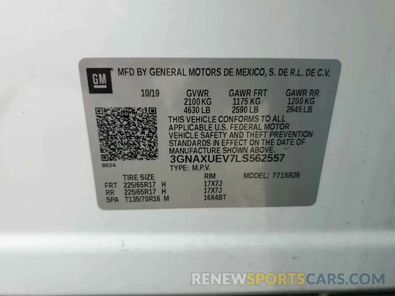 13 Photograph of a damaged car 3GNAXUEV7LS562557 CHEVROLET EQUINOX 2020