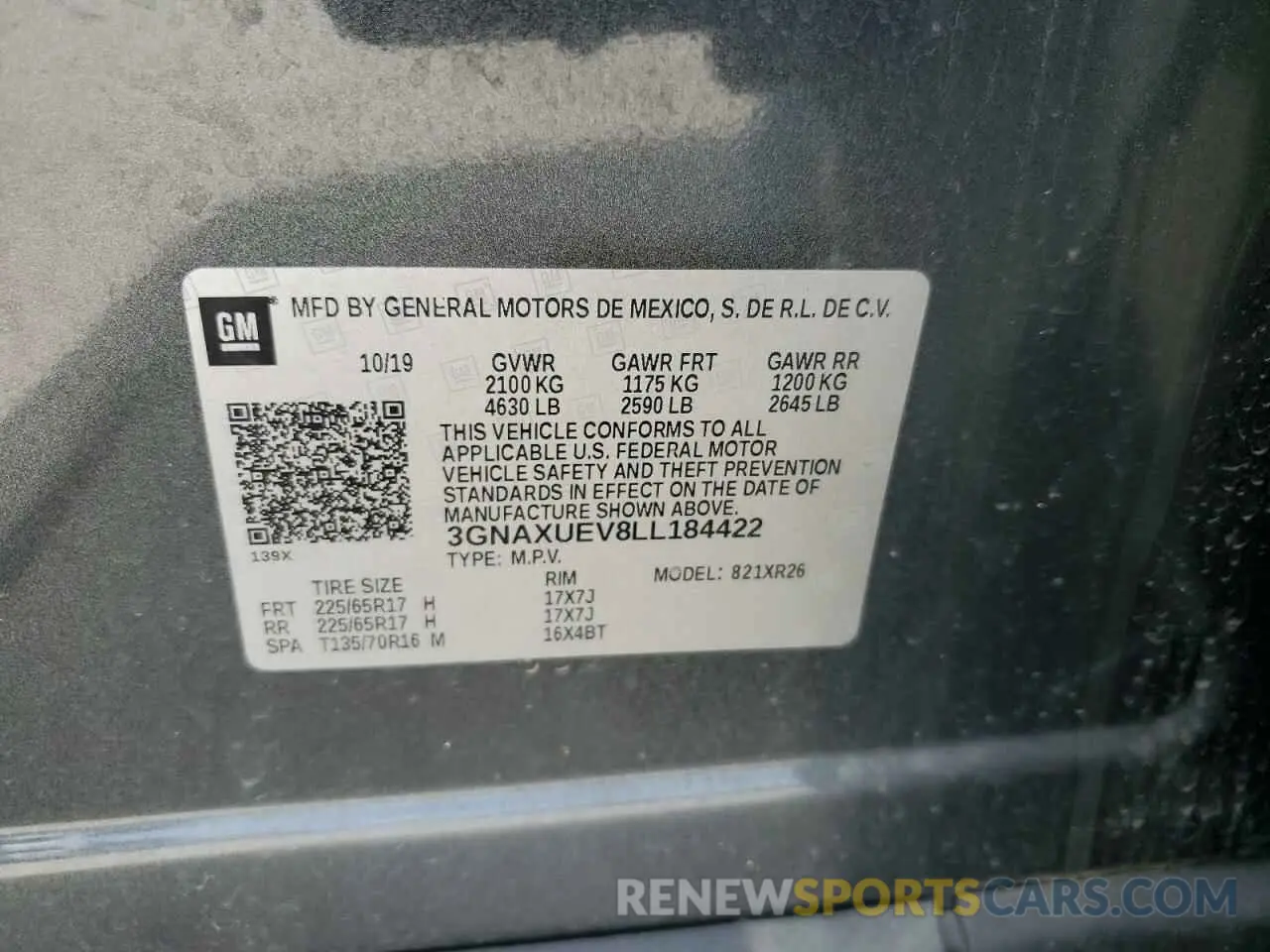 13 Photograph of a damaged car 3GNAXUEV8LL184422 CHEVROLET EQUINOX 2020