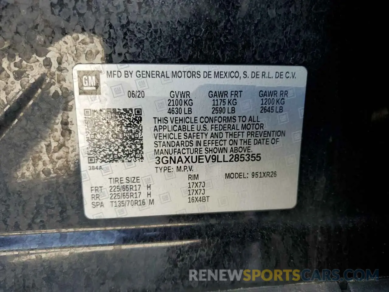 13 Photograph of a damaged car 3GNAXUEV9LL285355 CHEVROLET EQUINOX 2020