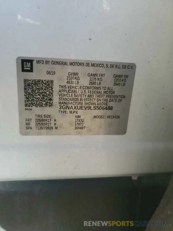 13 Photograph of a damaged car 3GNAXUEV9LS506488 CHEVROLET EQUINOX 2020