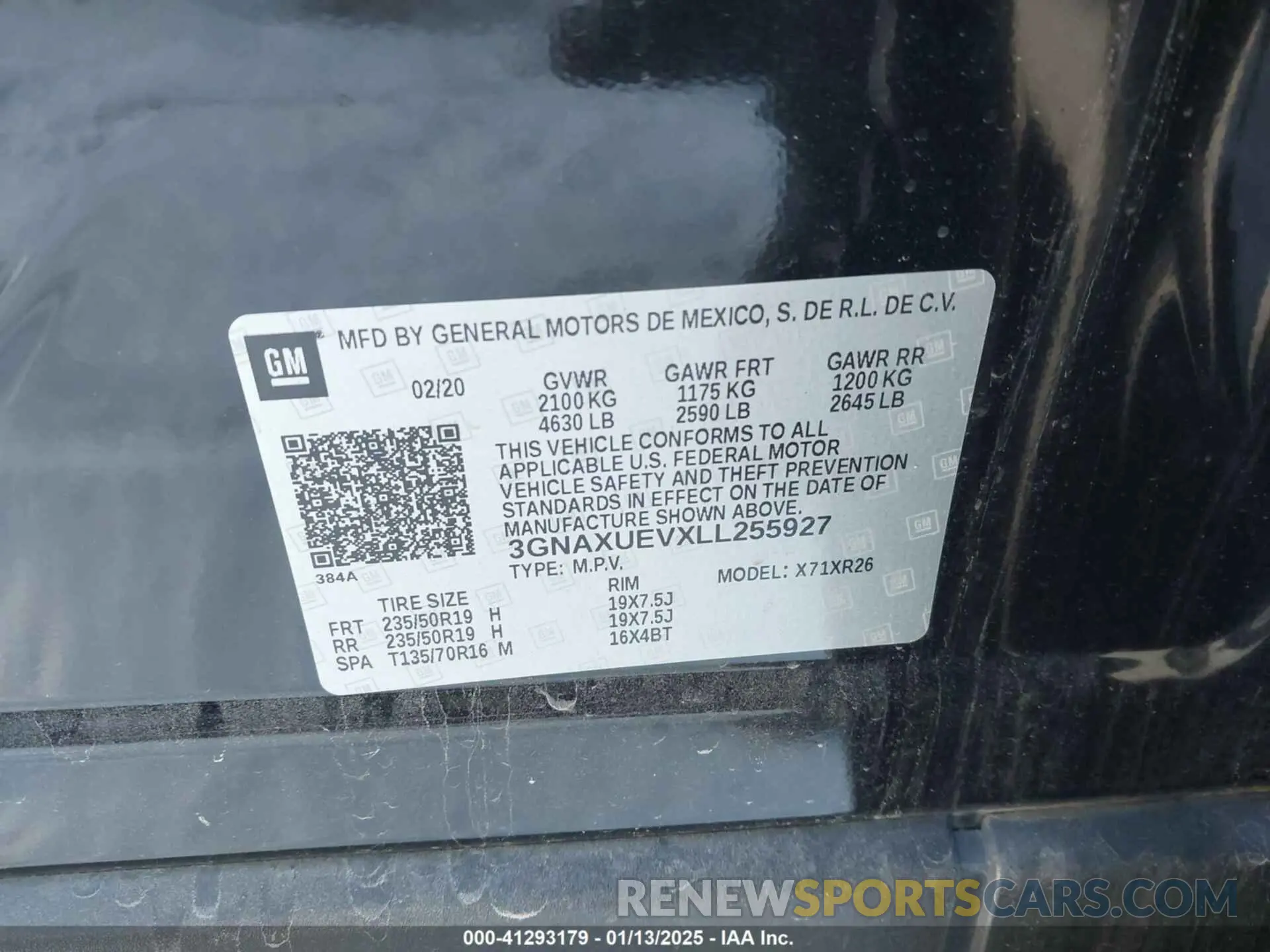 9 Photograph of a damaged car 3GNAXUEVXLL255927 CHEVROLET EQUINOX 2020