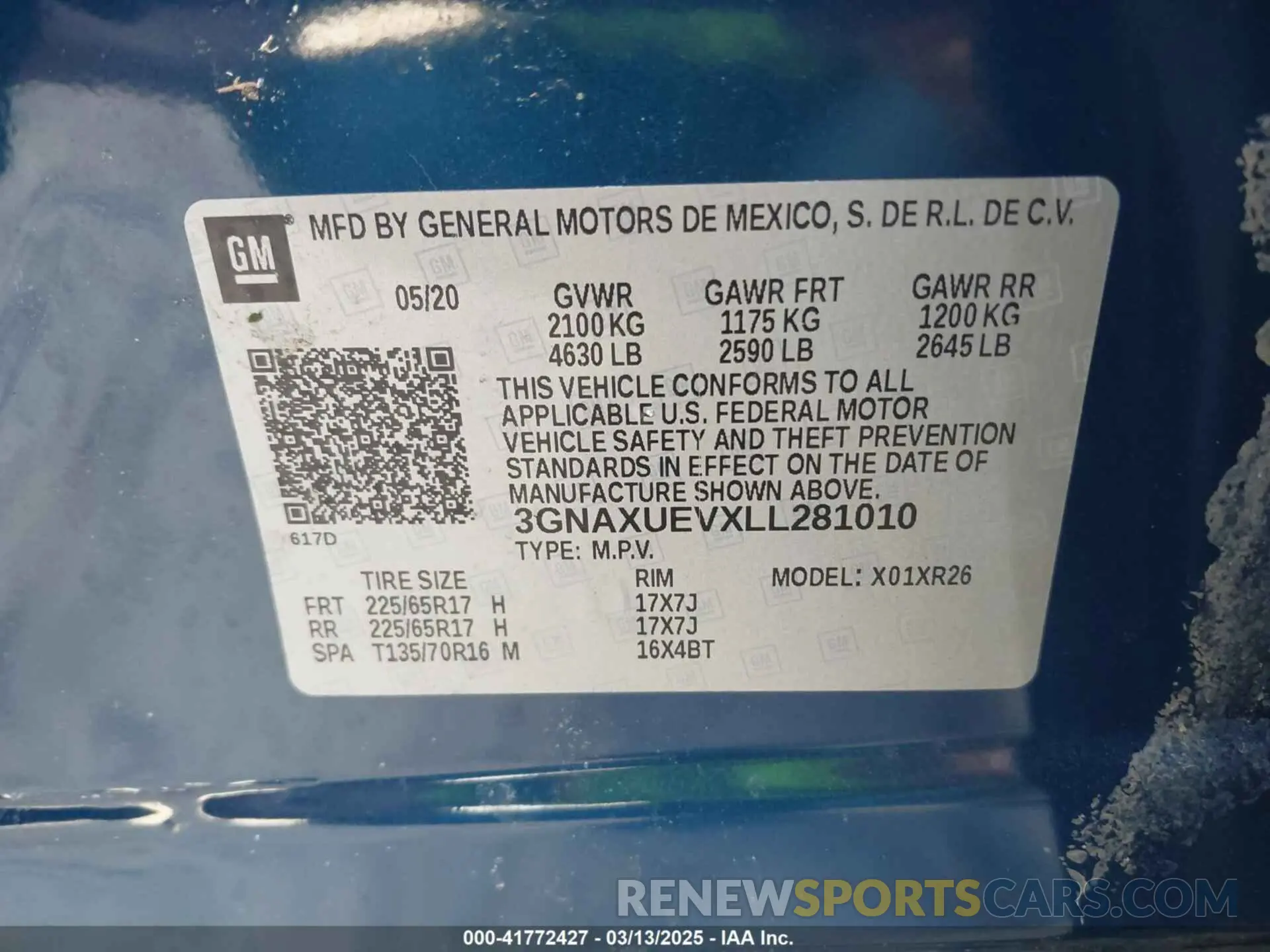 9 Photograph of a damaged car 3GNAXUEVXLL281010 CHEVROLET EQUINOX 2020
