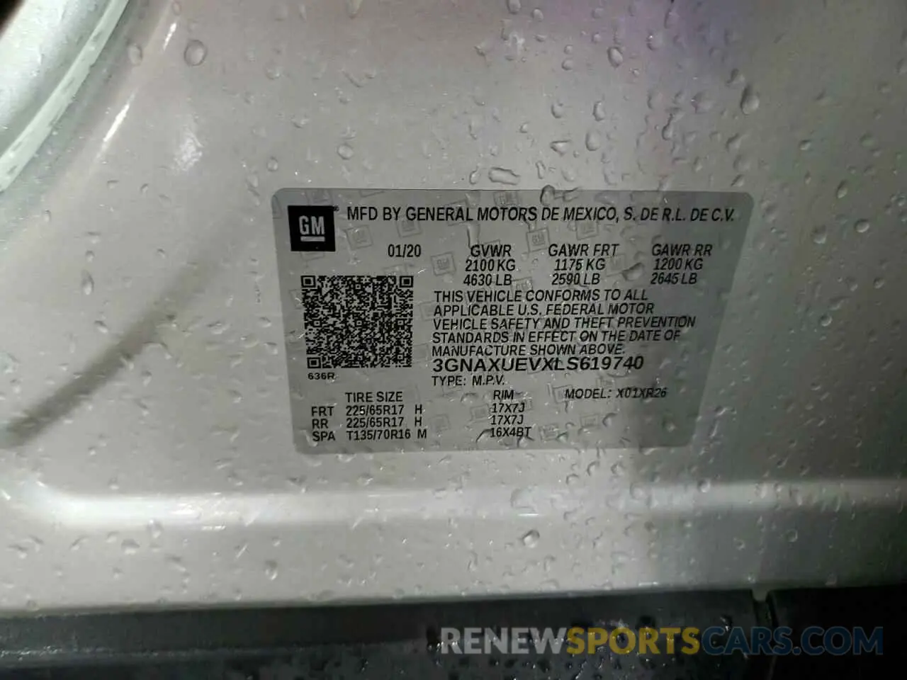 13 Photograph of a damaged car 3GNAXUEVXLS619740 CHEVROLET EQUINOX 2020