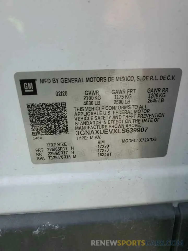 16 Photograph of a damaged car 3GNAXUEVXLS639907 CHEVROLET EQUINOX 2020