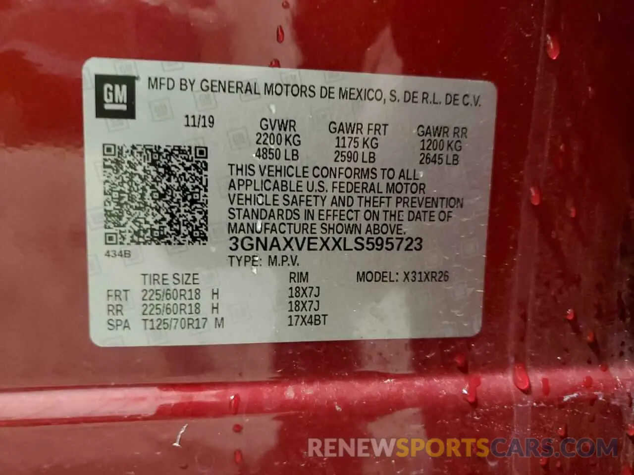 13 Photograph of a damaged car 3GNAXVEXXLS595723 CHEVROLET EQUINOX 2020