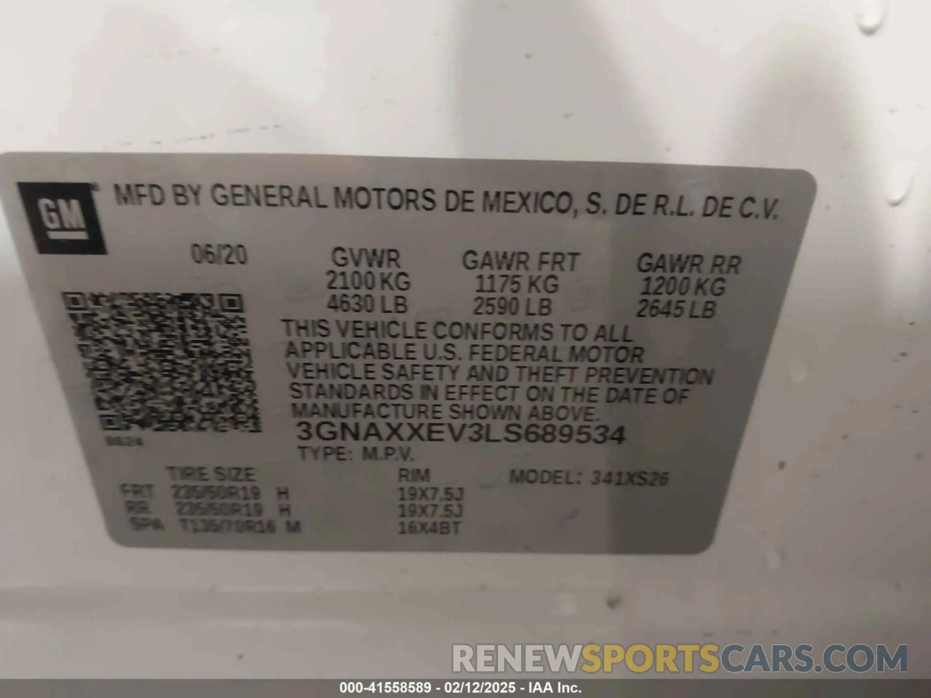 9 Photograph of a damaged car 3GNAXXEV3LS689534 CHEVROLET EQUINOX 2020