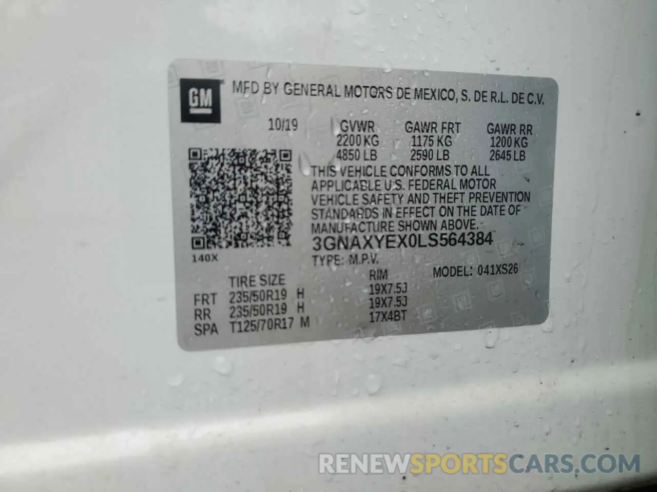 14 Photograph of a damaged car 3GNAXYEX0LS564384 CHEVROLET EQUINOX 2020