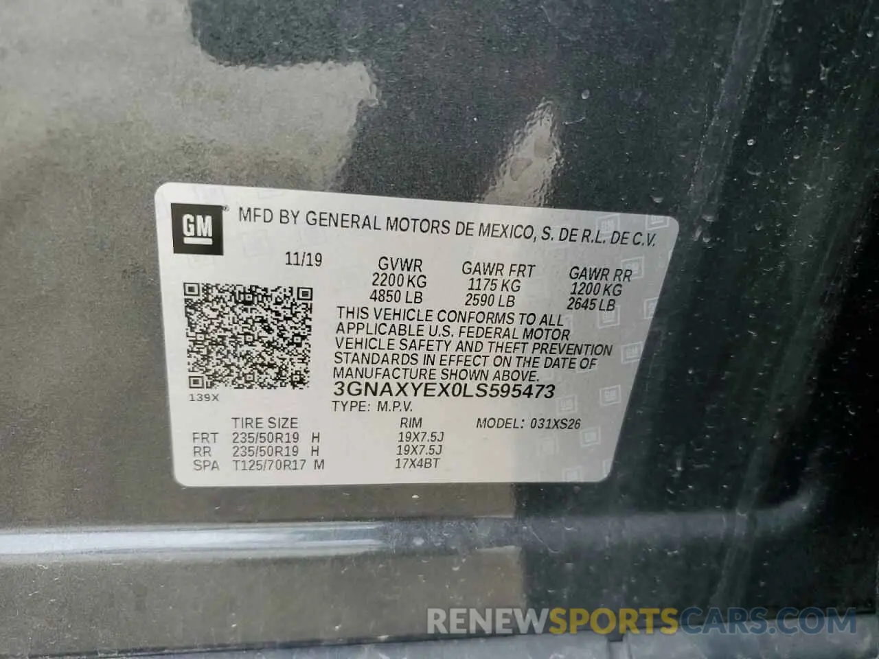 12 Photograph of a damaged car 3GNAXYEX0LS595473 CHEVROLET EQUINOX 2020