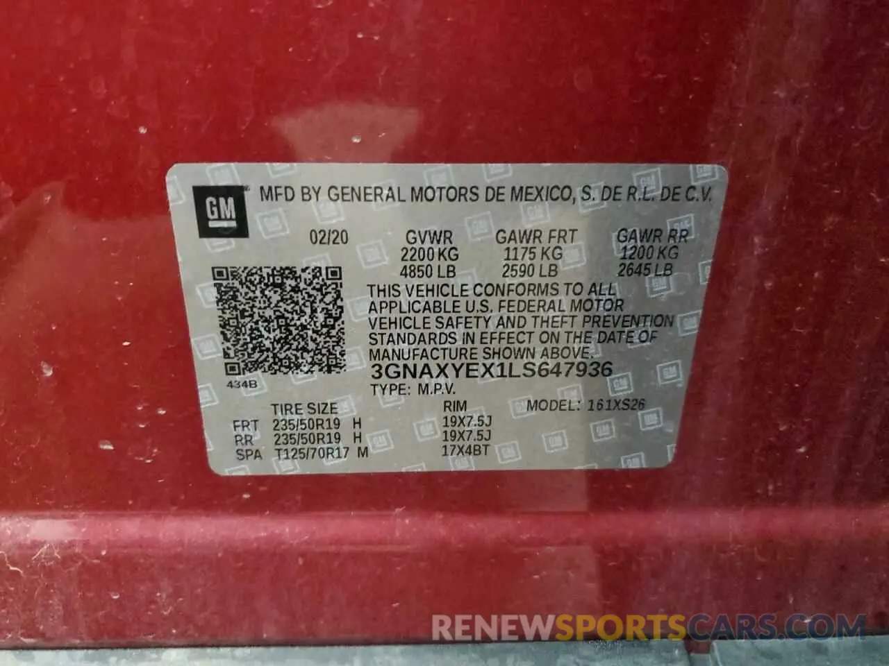 14 Photograph of a damaged car 3GNAXYEX1LS647936 CHEVROLET EQUINOX 2020