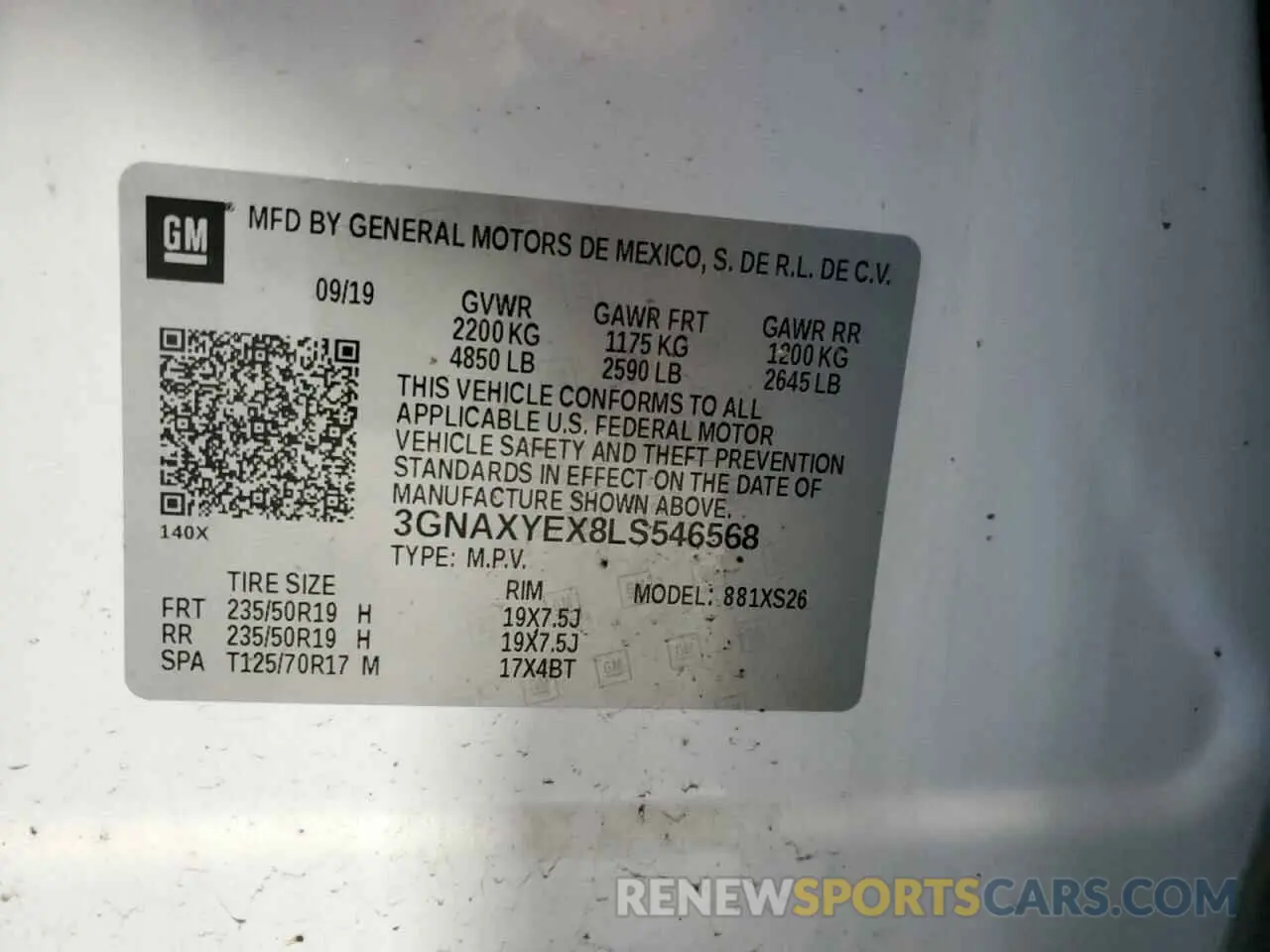 13 Photograph of a damaged car 3GNAXYEX8LS546568 CHEVROLET EQUINOX 2020