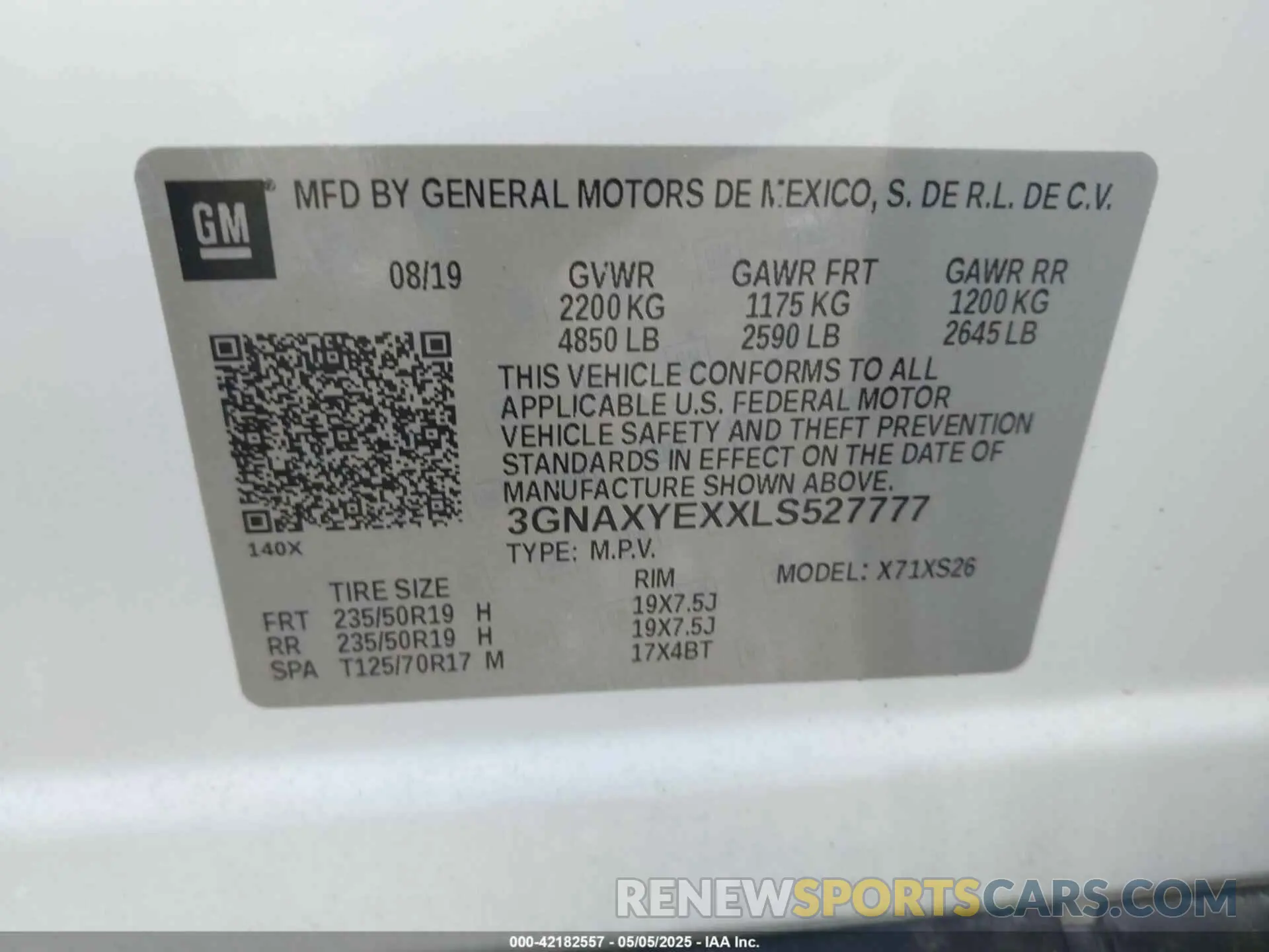 9 Photograph of a damaged car 3GNAXYEXXLS527777 CHEVROLET EQUINOX 2020