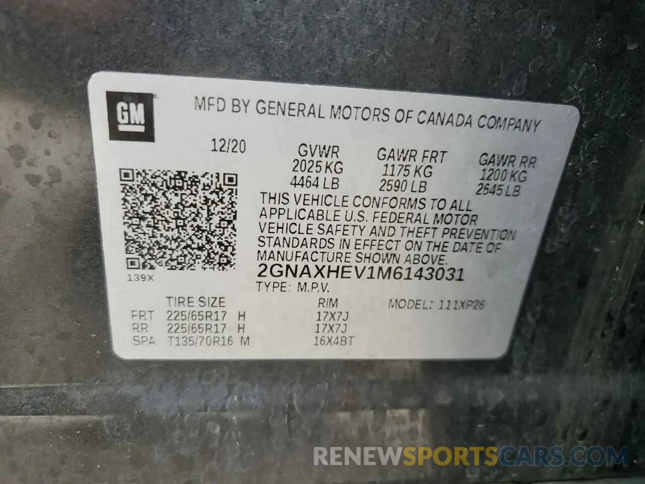 13 Photograph of a damaged car 2GNAXHEV1M6143031 CHEVROLET EQUINOX 2021