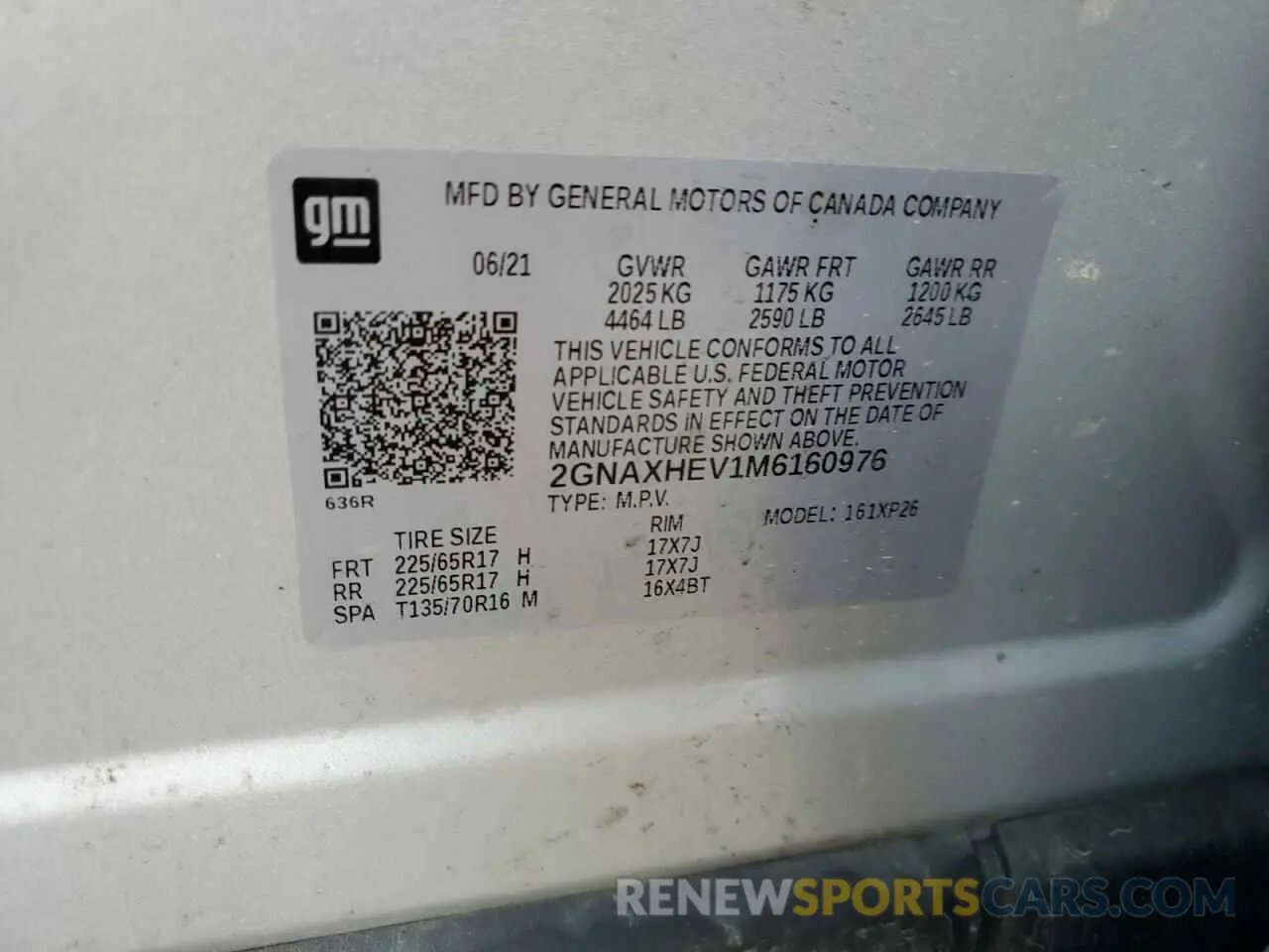 13 Photograph of a damaged car 2GNAXHEV1M6160976 CHEVROLET EQUINOX 2021