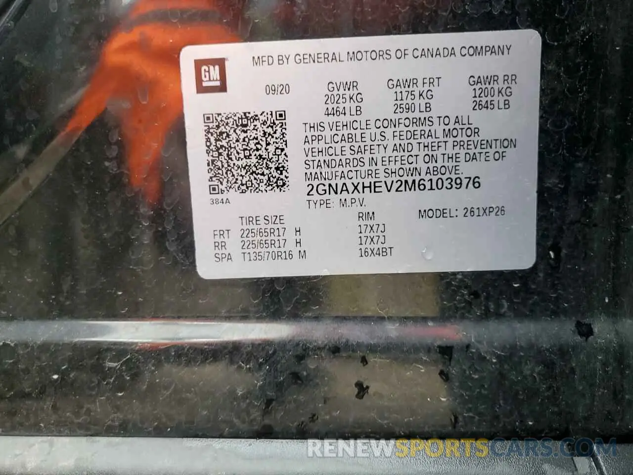 13 Photograph of a damaged car 2GNAXHEV2M6103976 CHEVROLET EQUINOX 2021
