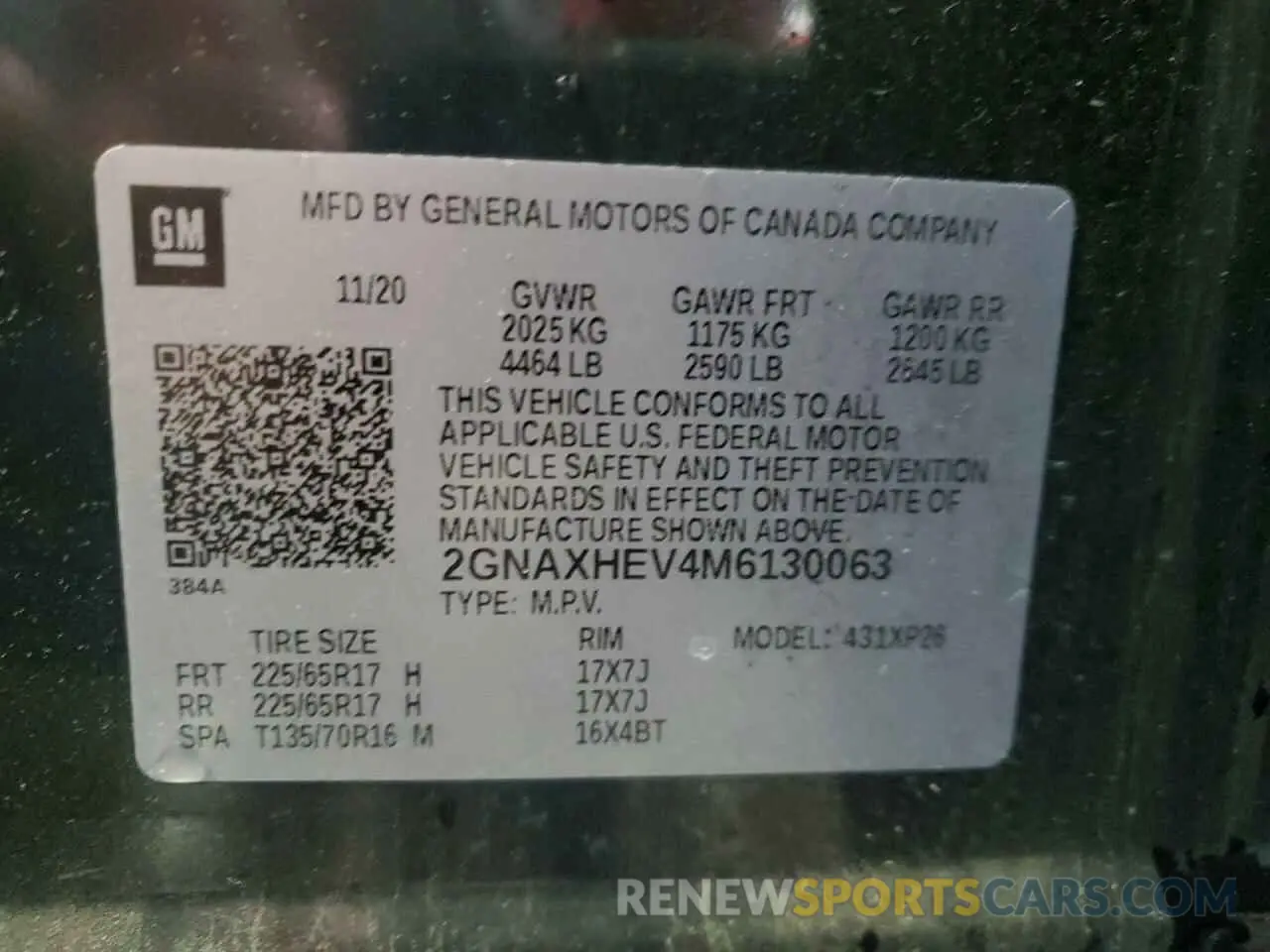 13 Photograph of a damaged car 2GNAXHEV4M6130063 CHEVROLET EQUINOX 2021