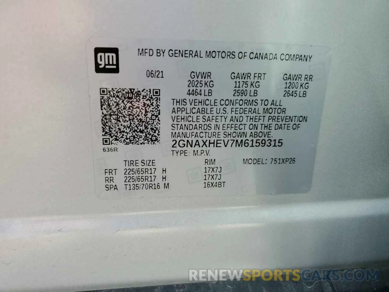 12 Photograph of a damaged car 2GNAXHEV7M6159315 CHEVROLET EQUINOX 2021