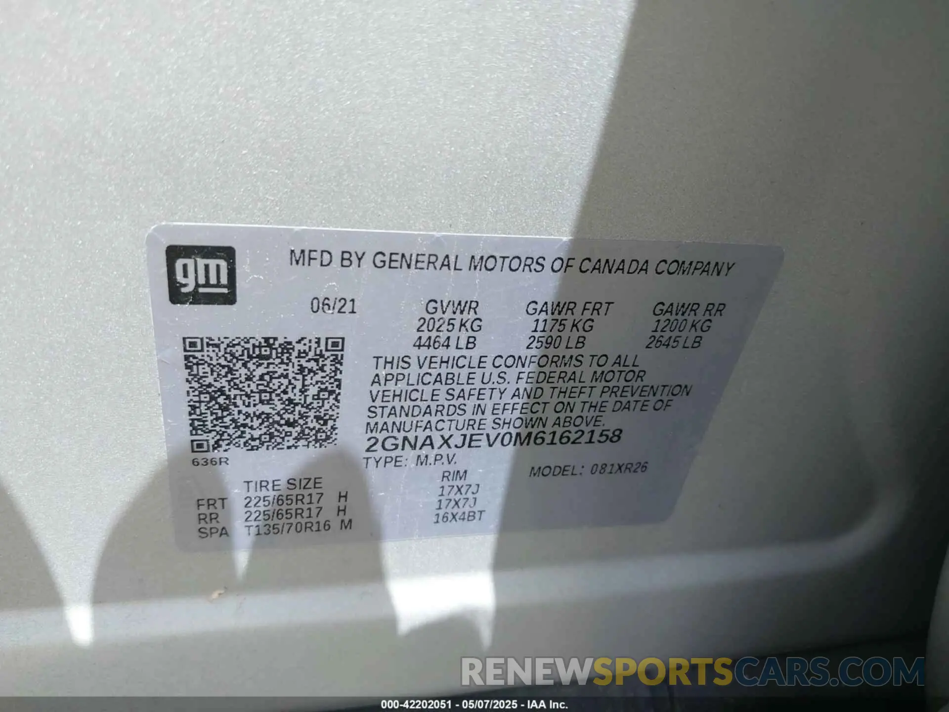 9 Photograph of a damaged car 2GNAXJEV0M6162158 CHEVROLET EQUINOX 2021
