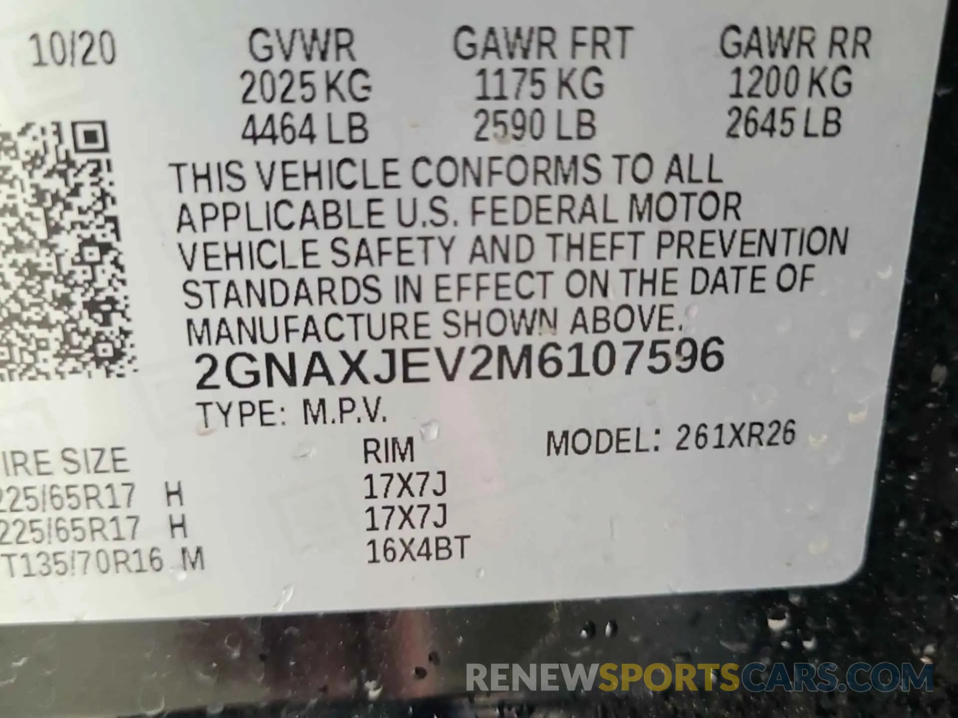60 Photograph of a damaged car 2GNAXJEV2M6107596 CHEVROLET EQUINOX 2021