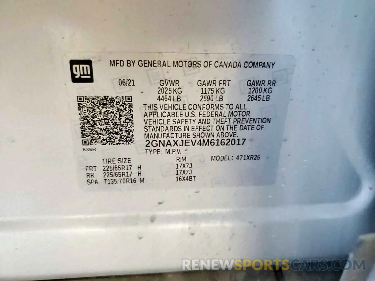 13 Photograph of a damaged car 2GNAXJEV4M6162017 CHEVROLET EQUINOX 2021