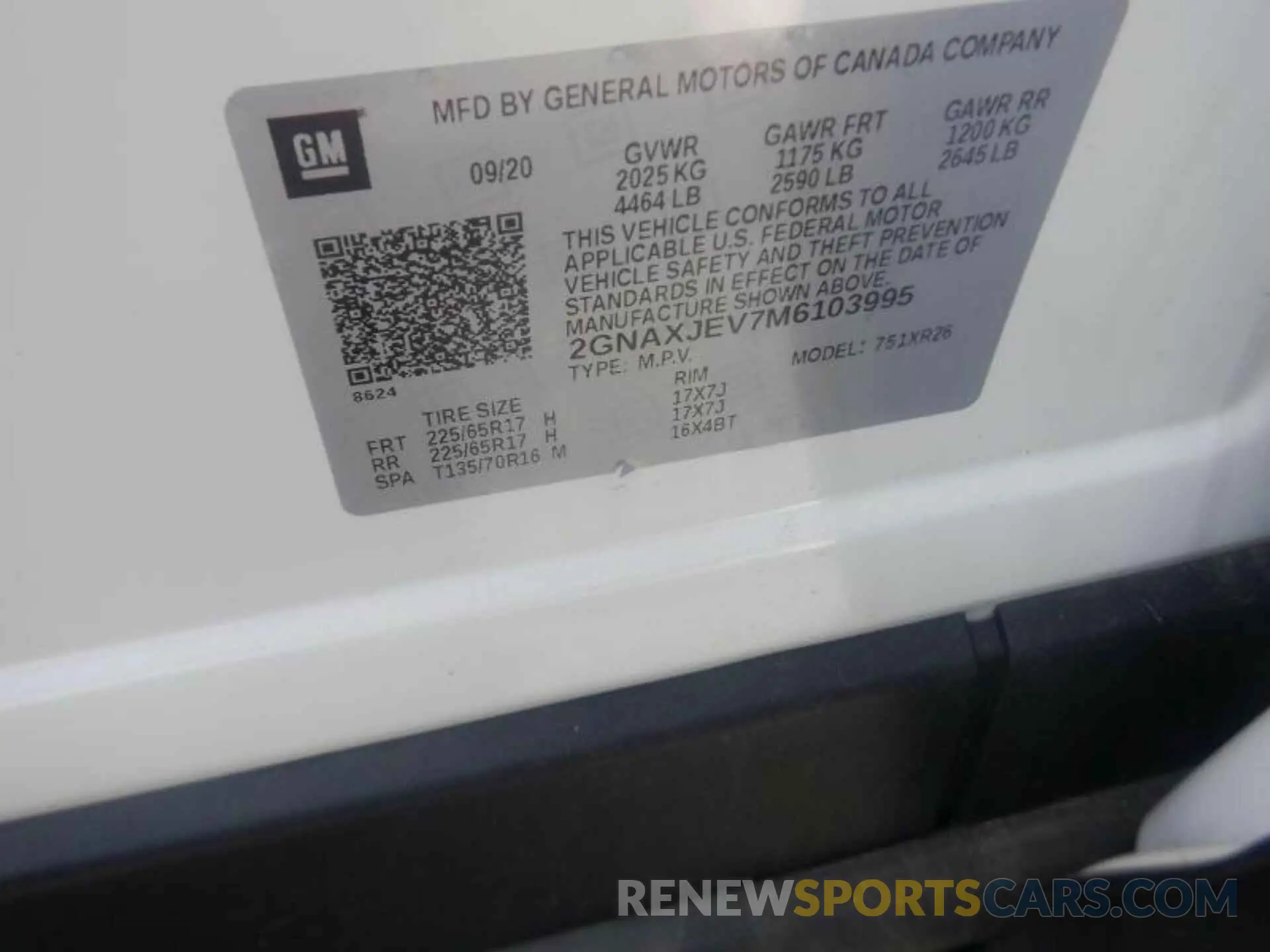 10 Photograph of a damaged car 2GNAXJEV7M6103995 CHEVROLET EQUINOX 2021