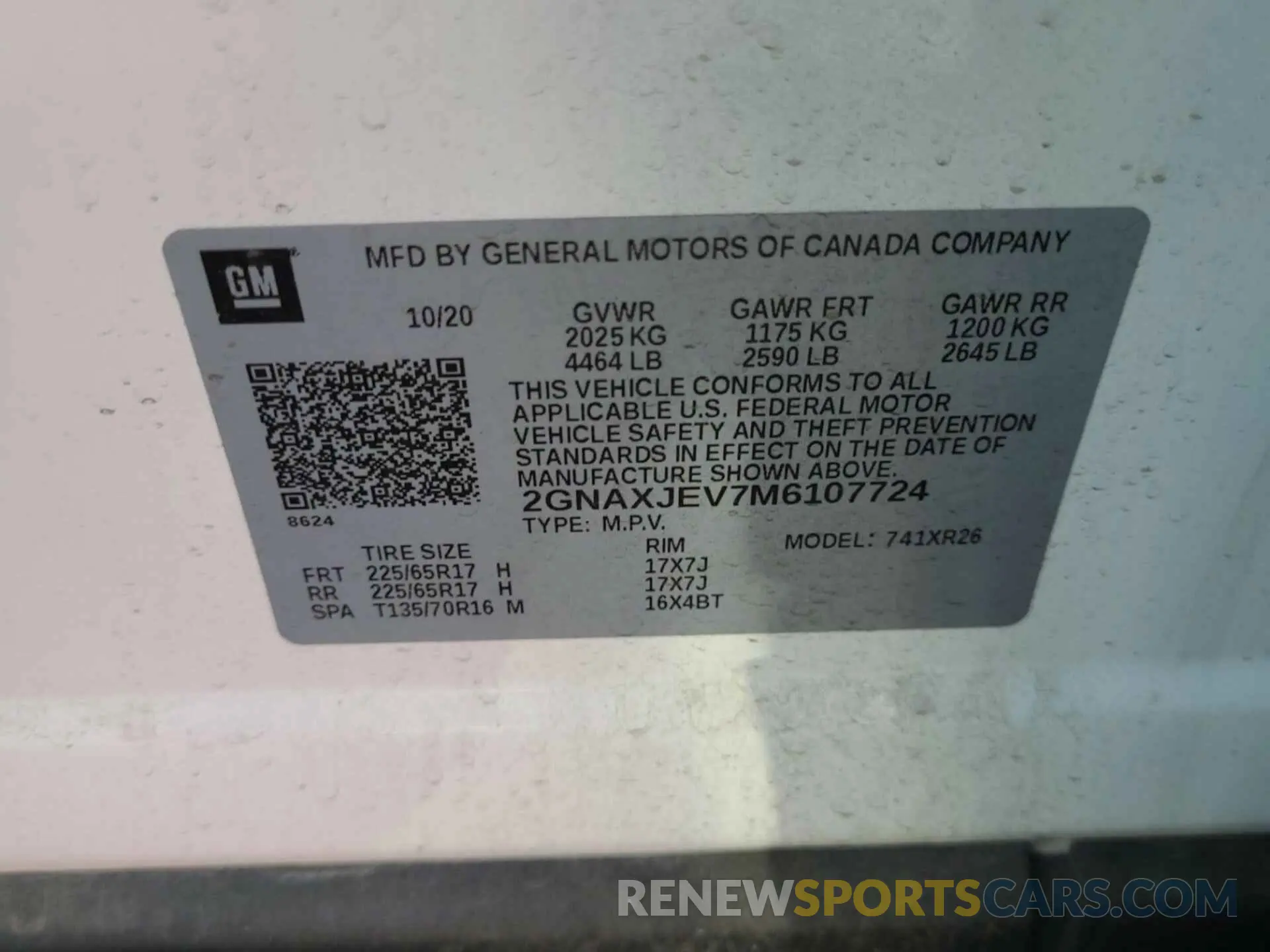 6 Photograph of a damaged car 2GNAXJEV7M6107724 CHEVROLET EQUINOX 2021