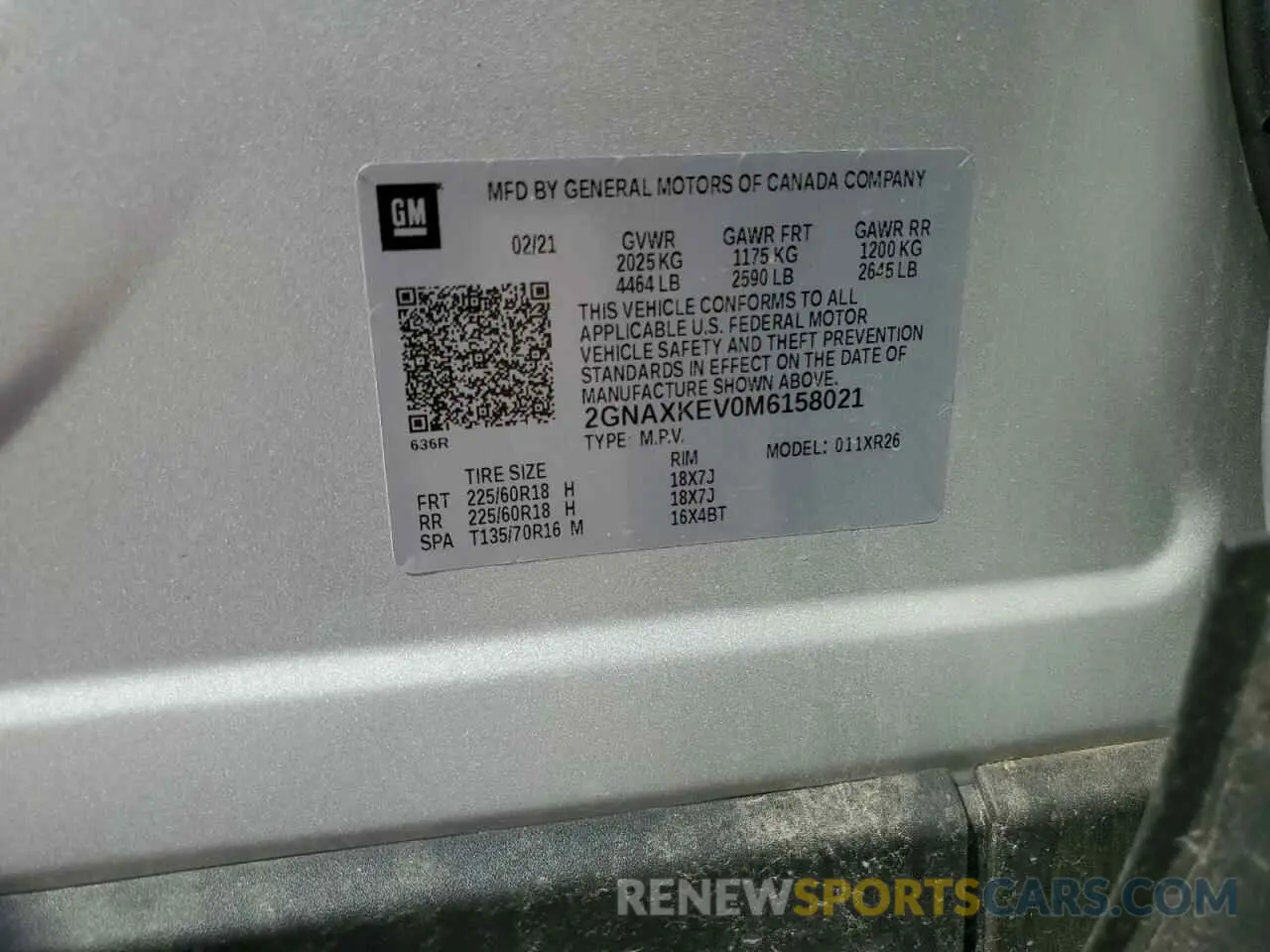 13 Photograph of a damaged car 2GNAXKEV0M6158021 CHEVROLET EQUINOX 2021