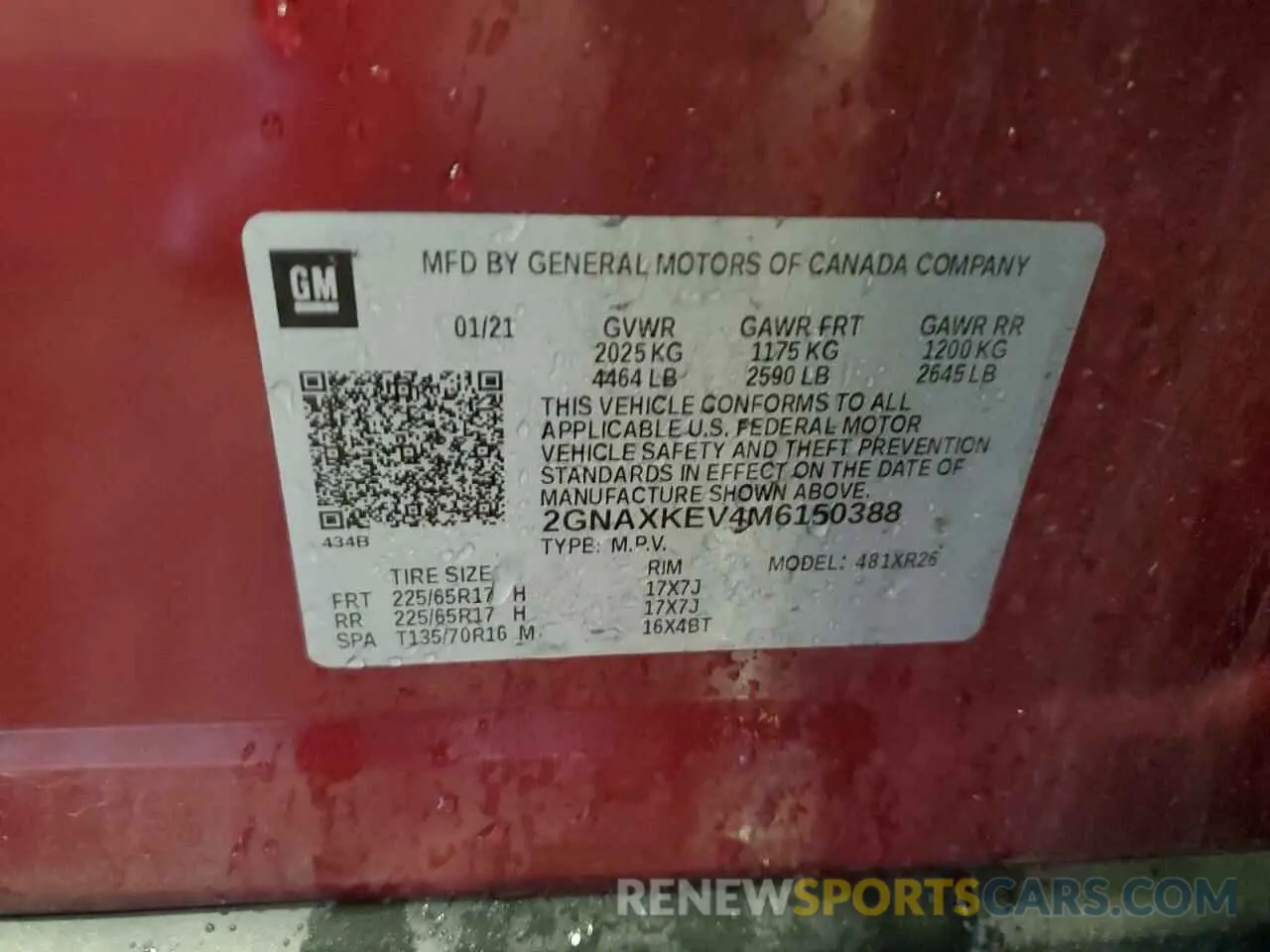 13 Photograph of a damaged car 2GNAXKEV4M6150388 CHEVROLET EQUINOX 2021