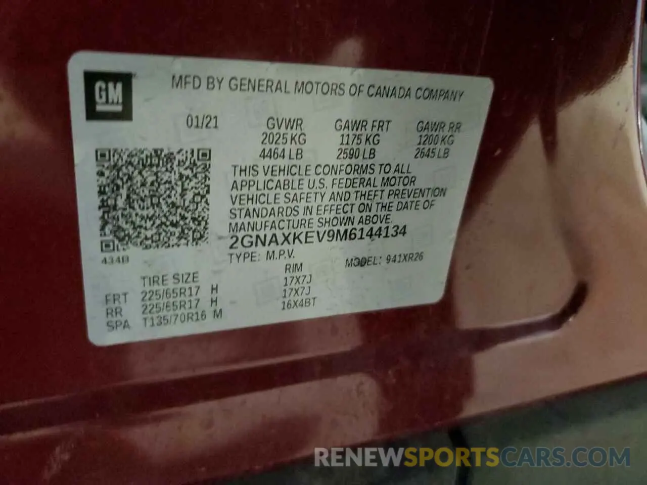 13 Photograph of a damaged car 2GNAXKEV9M6144134 CHEVROLET EQUINOX 2021