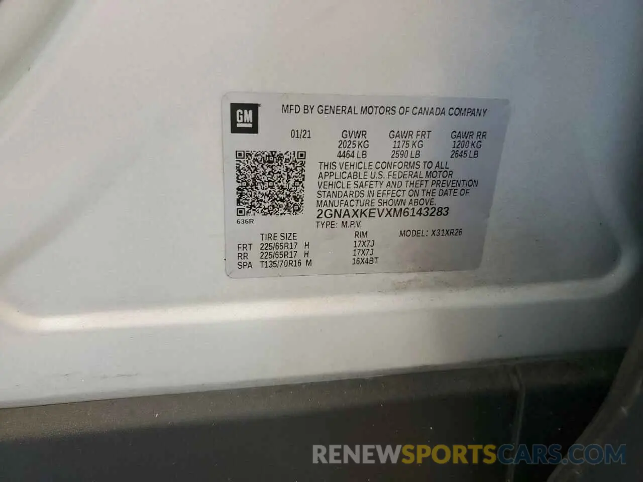 14 Photograph of a damaged car 2GNAXKEVXM6143283 CHEVROLET EQUINOX 2021