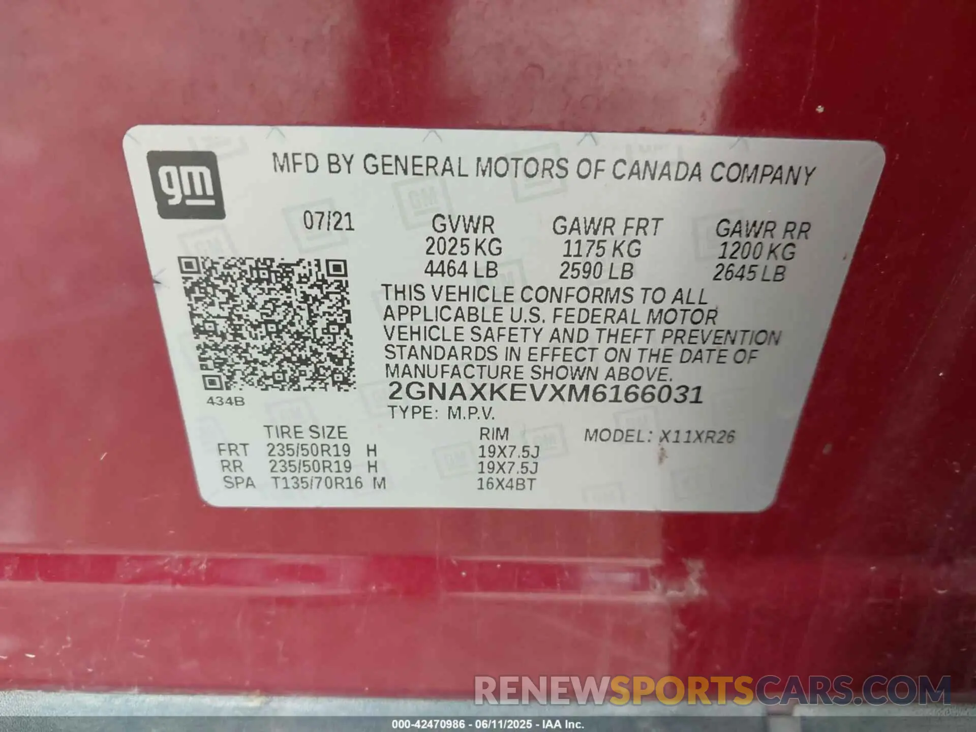 9 Photograph of a damaged car 2GNAXKEVXM6166031 CHEVROLET EQUINOX 2021