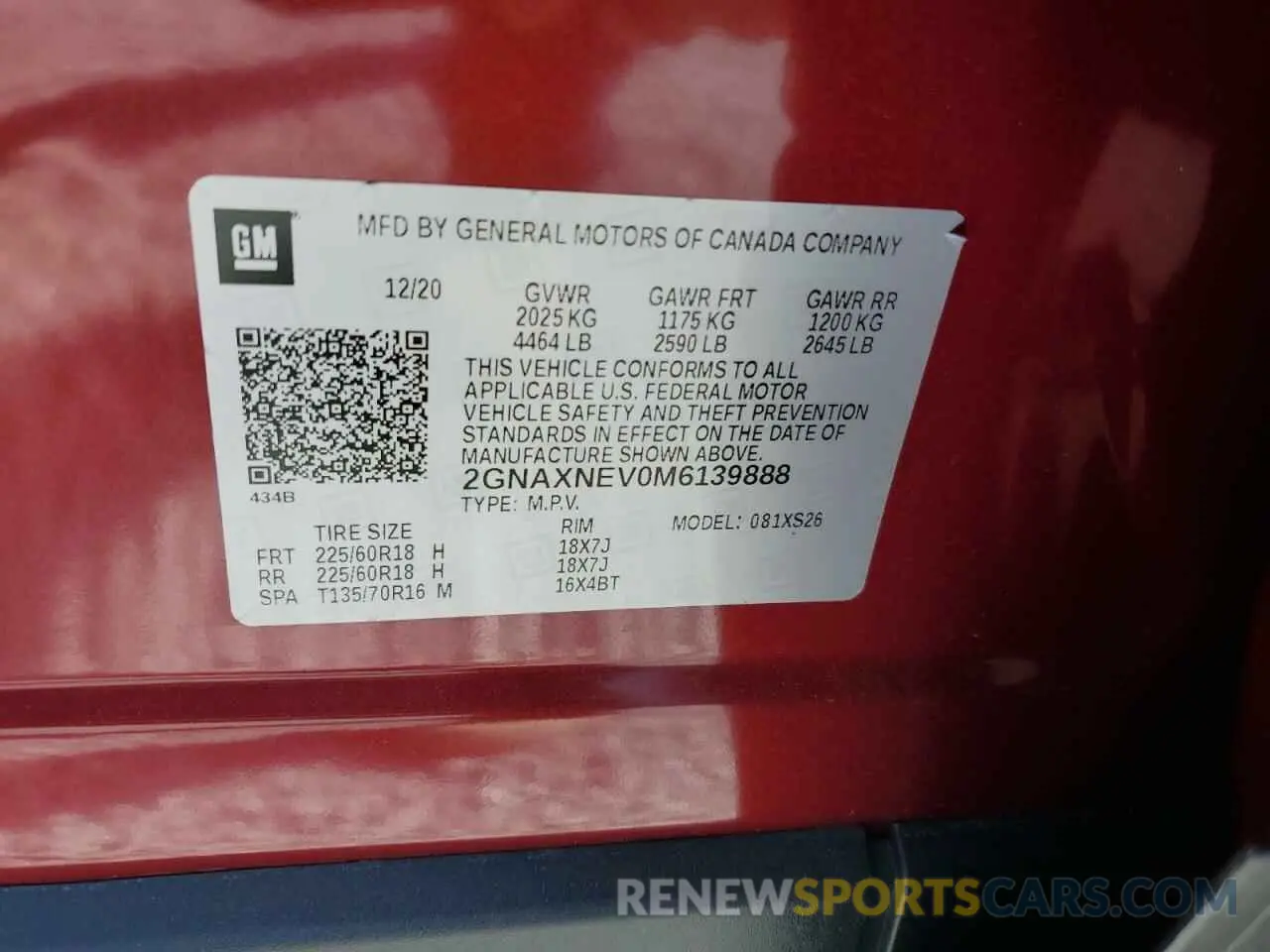 14 Photograph of a damaged car 2GNAXNEV0M6139888 CHEVROLET EQUINOX 2021