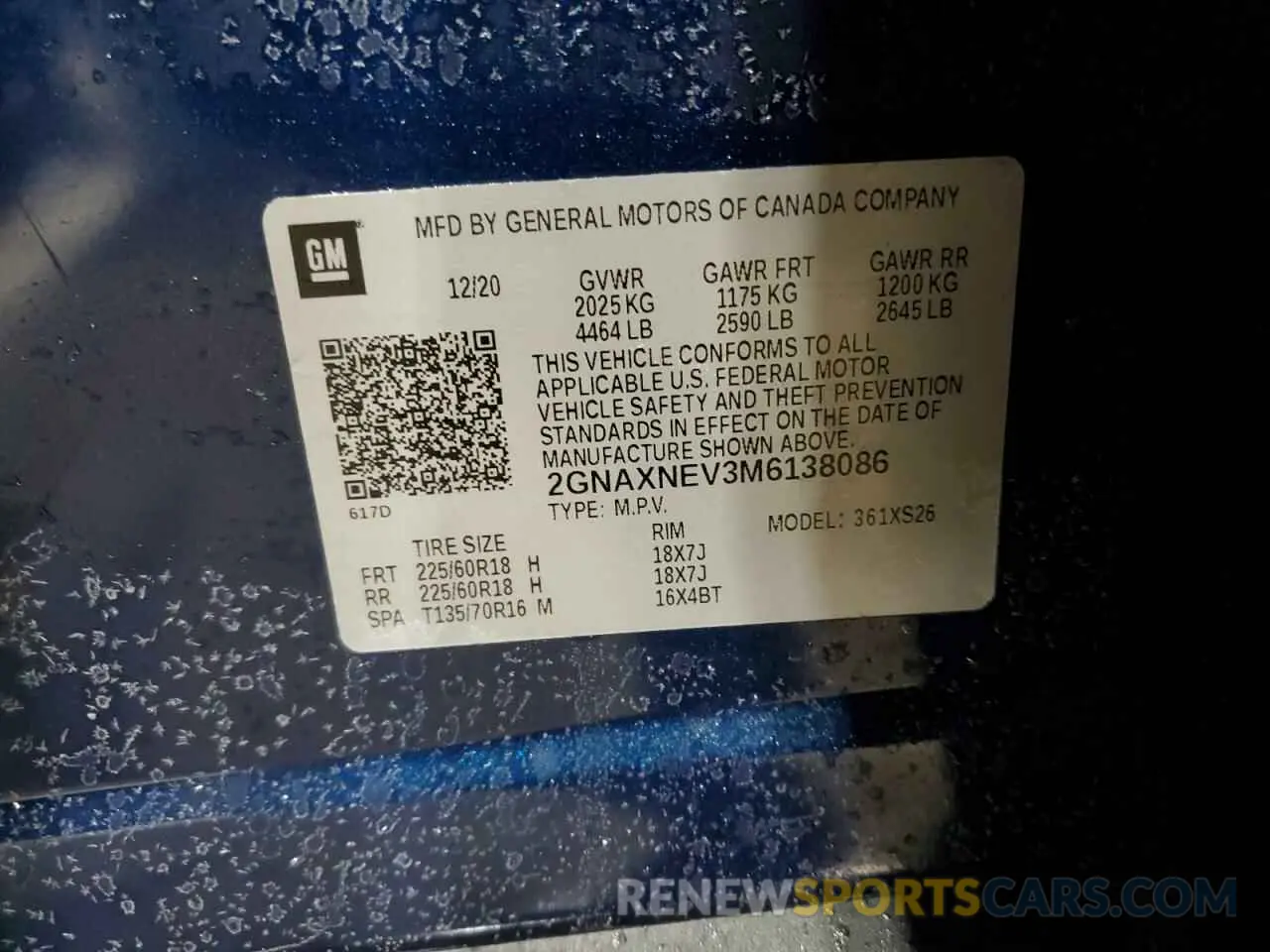 14 Photograph of a damaged car 2GNAXNEV3M6138086 CHEVROLET EQUINOX 2021