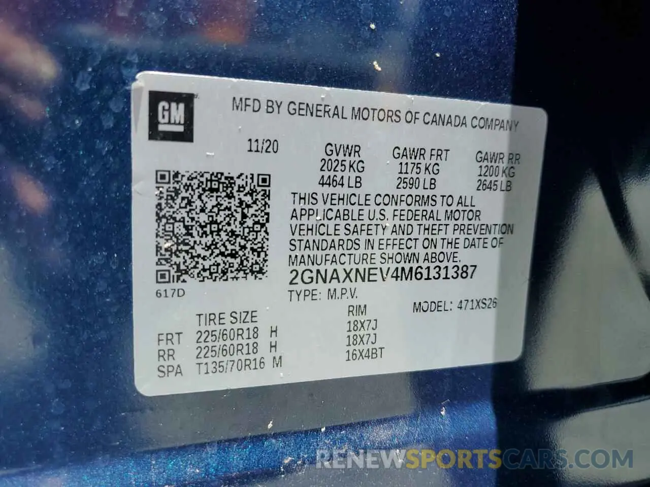 14 Photograph of a damaged car 2GNAXNEV4M6131387 CHEVROLET EQUINOX 2021
